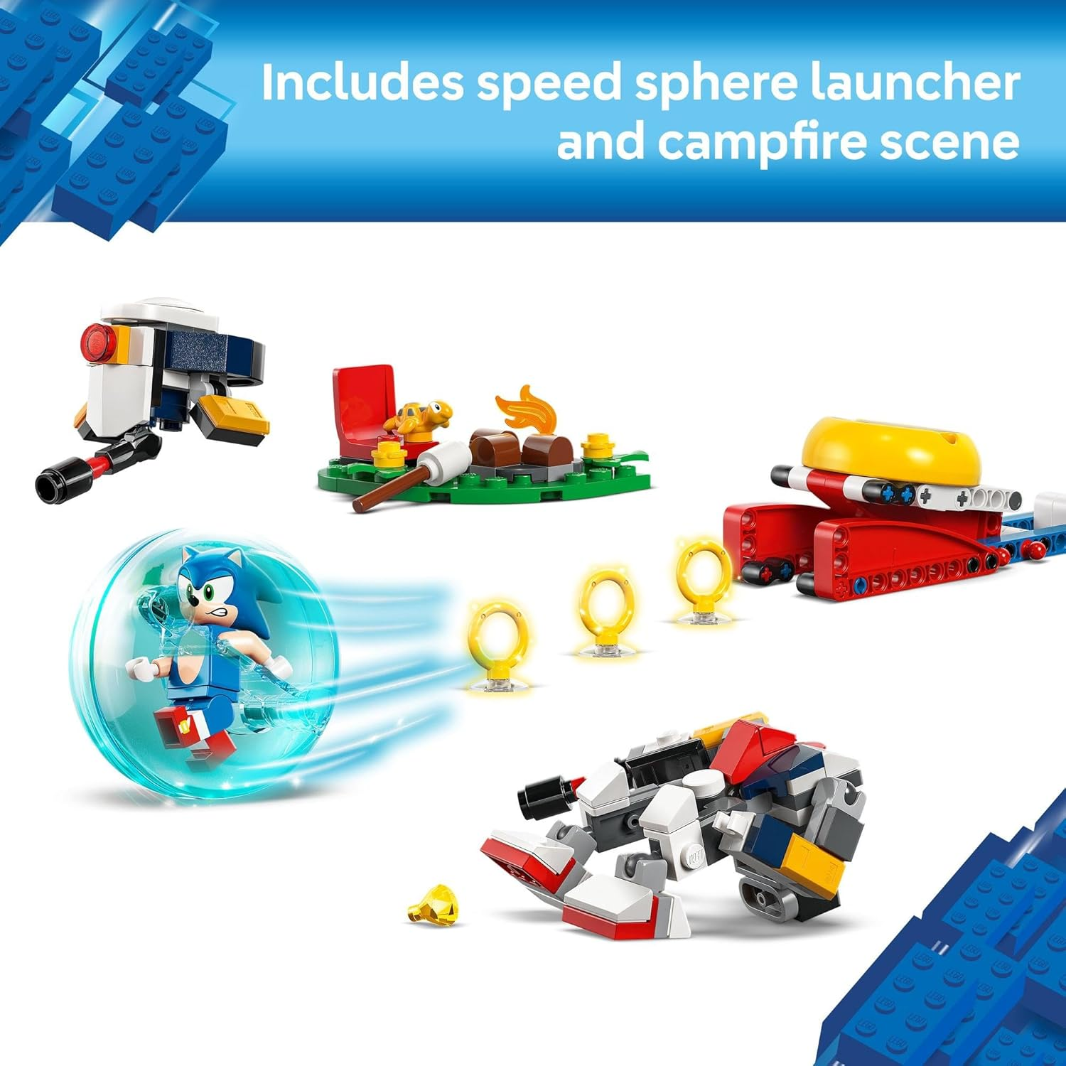 LEGO Sonic the Hedgehog: Sonic&rsquo;S Campfire Clash Toy for 7+ Year Old Boys & Girls, Building Set with 4 Character Figures, Gold Rings and Chaos Emerald, Kids Toys for Retro Video Game Fans 77001 image number 1