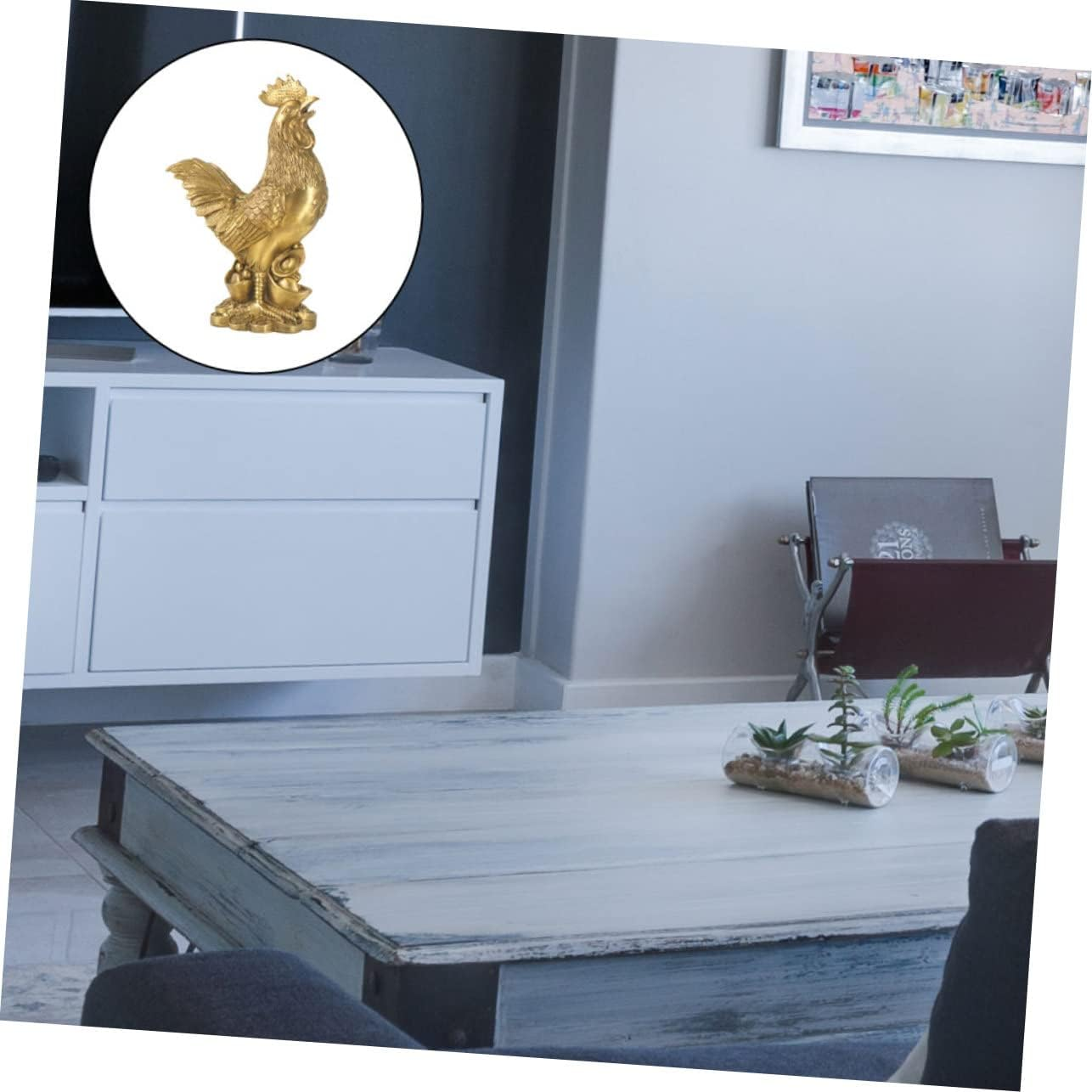 Yardenfun Creative Brass Chicken Decoration Retro Rooster Figurine for Home Desktop Decor Unique Animal Sculpture for Office and Living Room Vintage Style Ornament image number 6