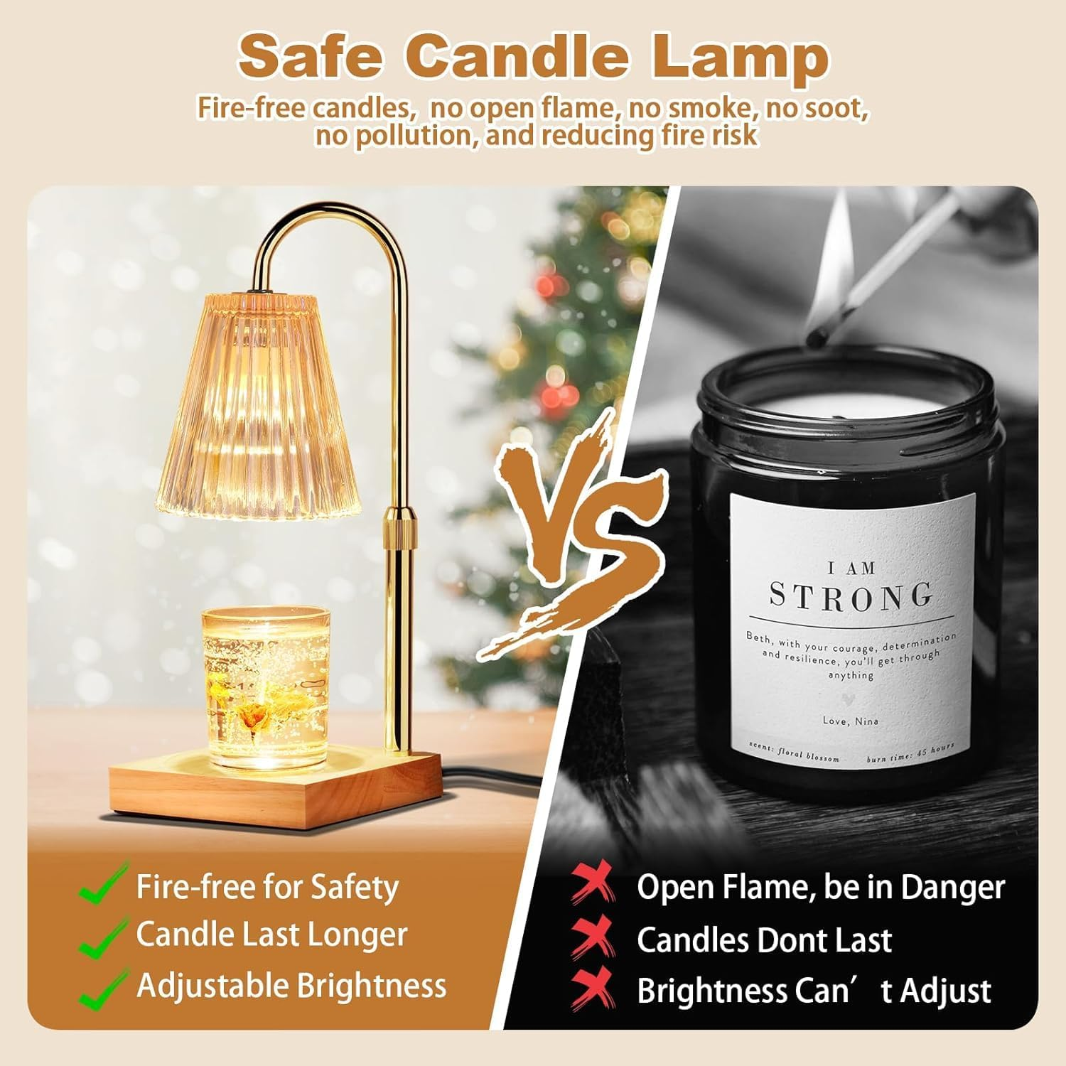 Qinghong Candle Warmer Lamp - Electric Candle Lamp Warmer with Timer & Dimmer Adjustable Height Candle Lamp for Jar Candles with 2 Bulbs Wax Melter Warmer Lamps for Home Decor Gift image number 2