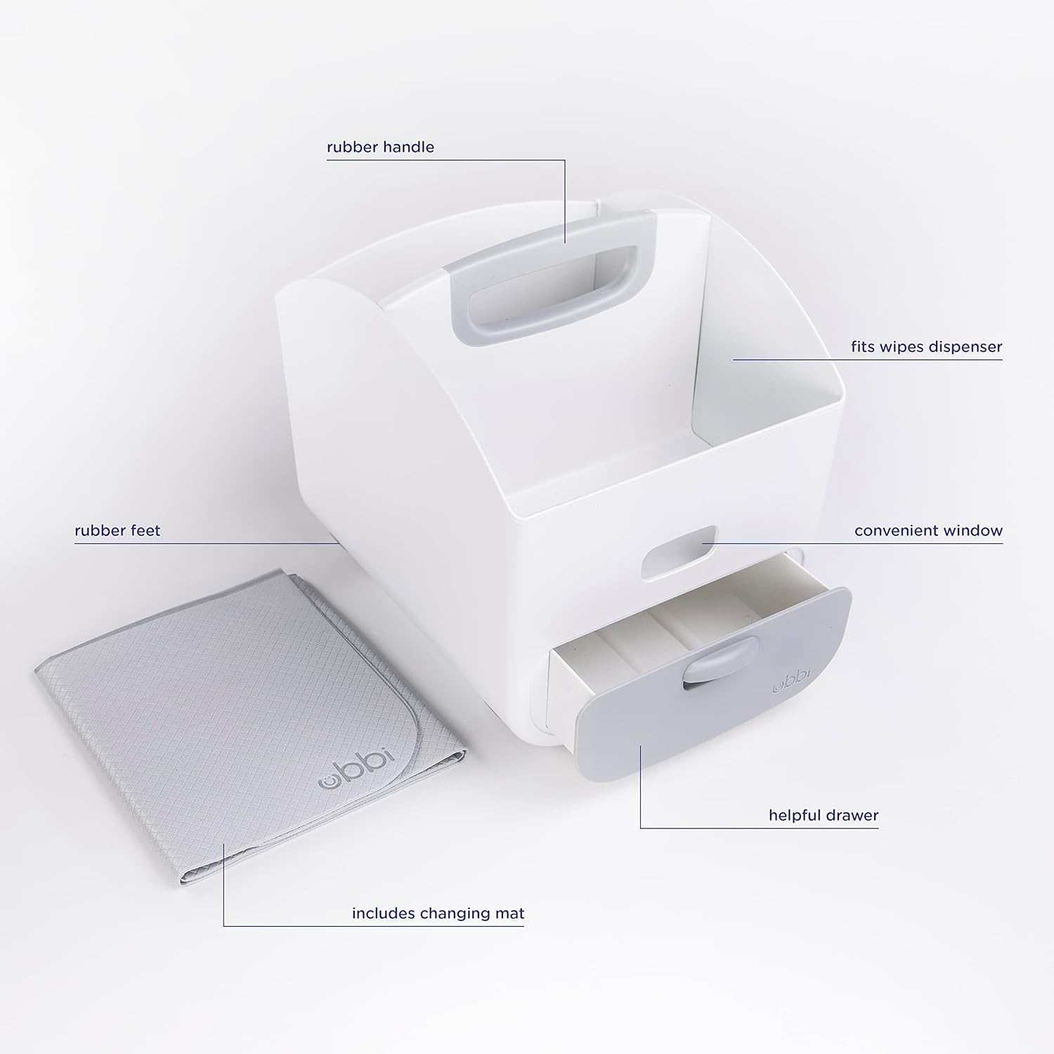 Ubbi Portable Diaper Changing Station Diaper Storage Caddy Organizer with Changing Mat, Stores Baby Diapers, Wipes and Baby Accessories, Gray image number 2