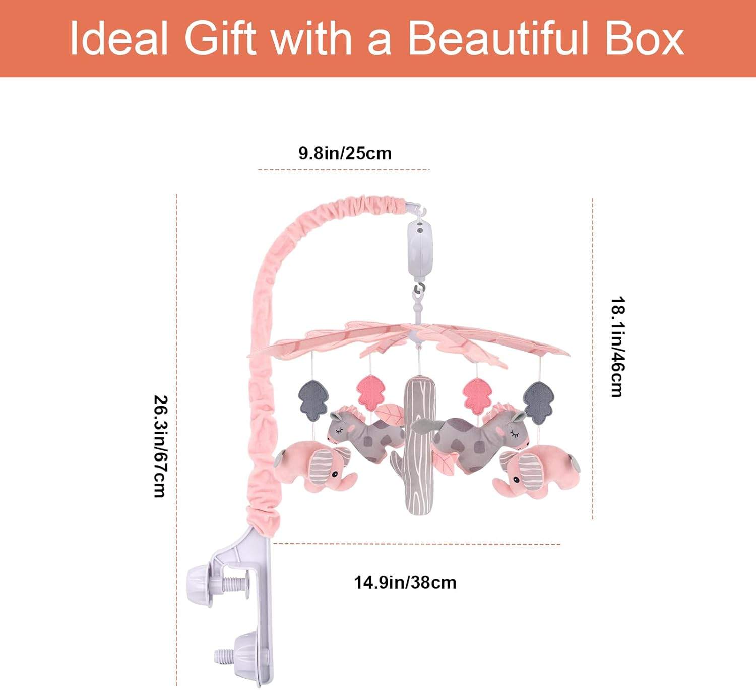 Upgraded Blublu Park Musical Mobile for Crib, Baby Crib Mobile with Hanging Rotating Toys Woodland Nursery Decor for Newborn Baby Boys Girls, Digital Music Box with 3 Modes, 12 Lullabies (Pink) image number 1