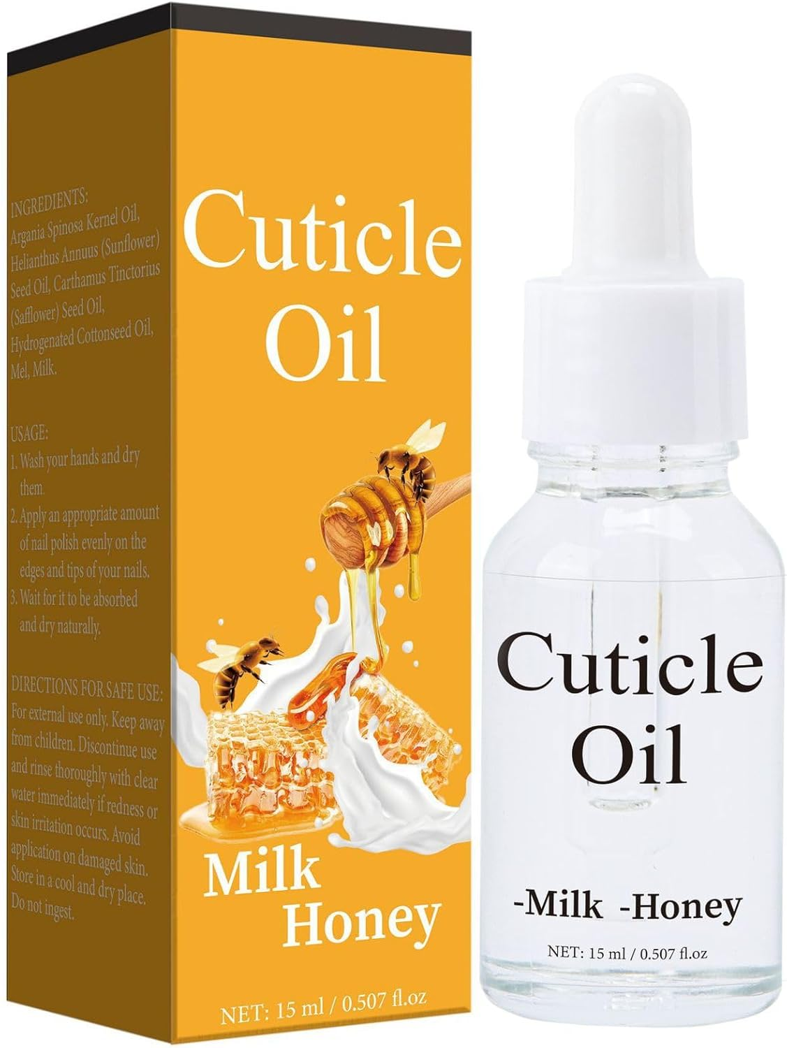 Milk & Honey Cuticle Oil, 15Ml Nail Nourishing Treatment, Glass Dropper Bottle image number 1