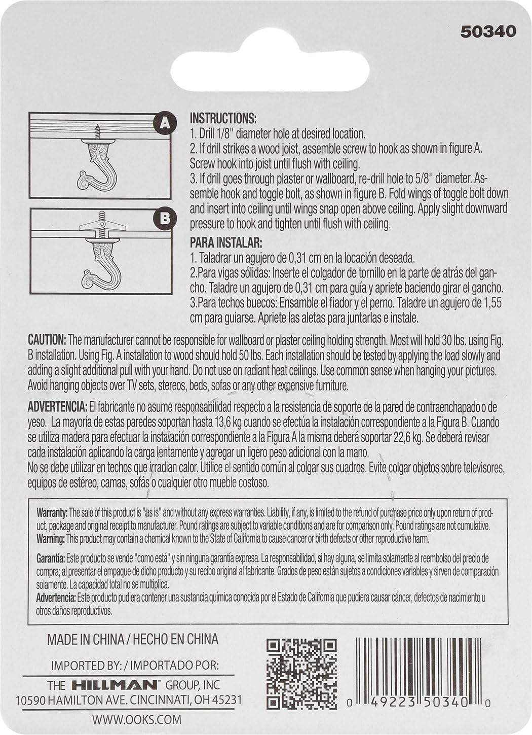 OOK Swag Hooks with Hardware, 6 Pack, 534516 - Black image number 7