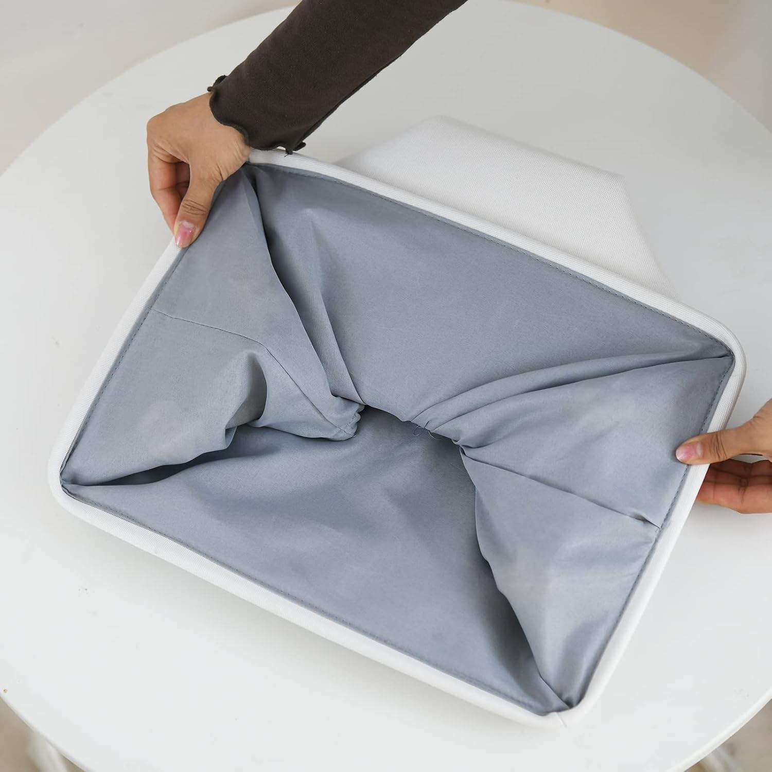 Inough Baby Gift Baskets Empty Large Storage Container Fabric Toys Basket, Elephant Toy Box with Drawstring Closure for Wipes and Diapers, Nursery Organizers Kidsroom Room, Grey Furry Elephant image number 4