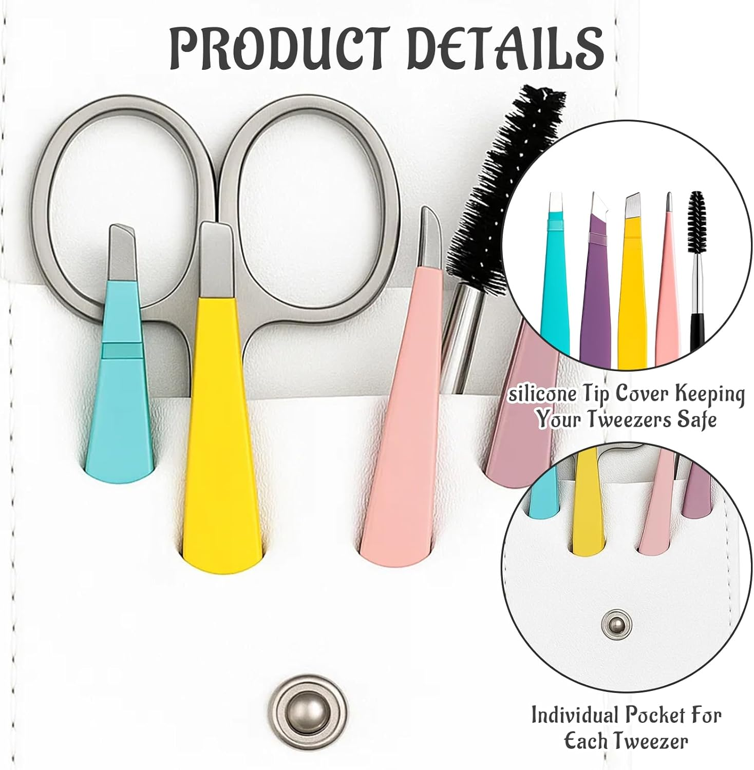 Tweezer, 6-Piece Set with Precision Tips, Stainless Steel Eyebrow Tweezers and Lash Tweezers, Slant Tip and Pointed Tip image number 6