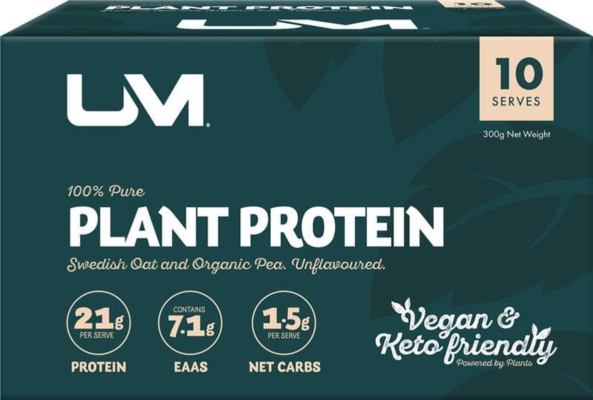 UM Pure Plant Protein Powder | Vegan, Dairy-Free & Gut-Friendly | 20G Protein per Serve | Pea & Rice Protein Blend | Naturally Flavored | 10 Sachet