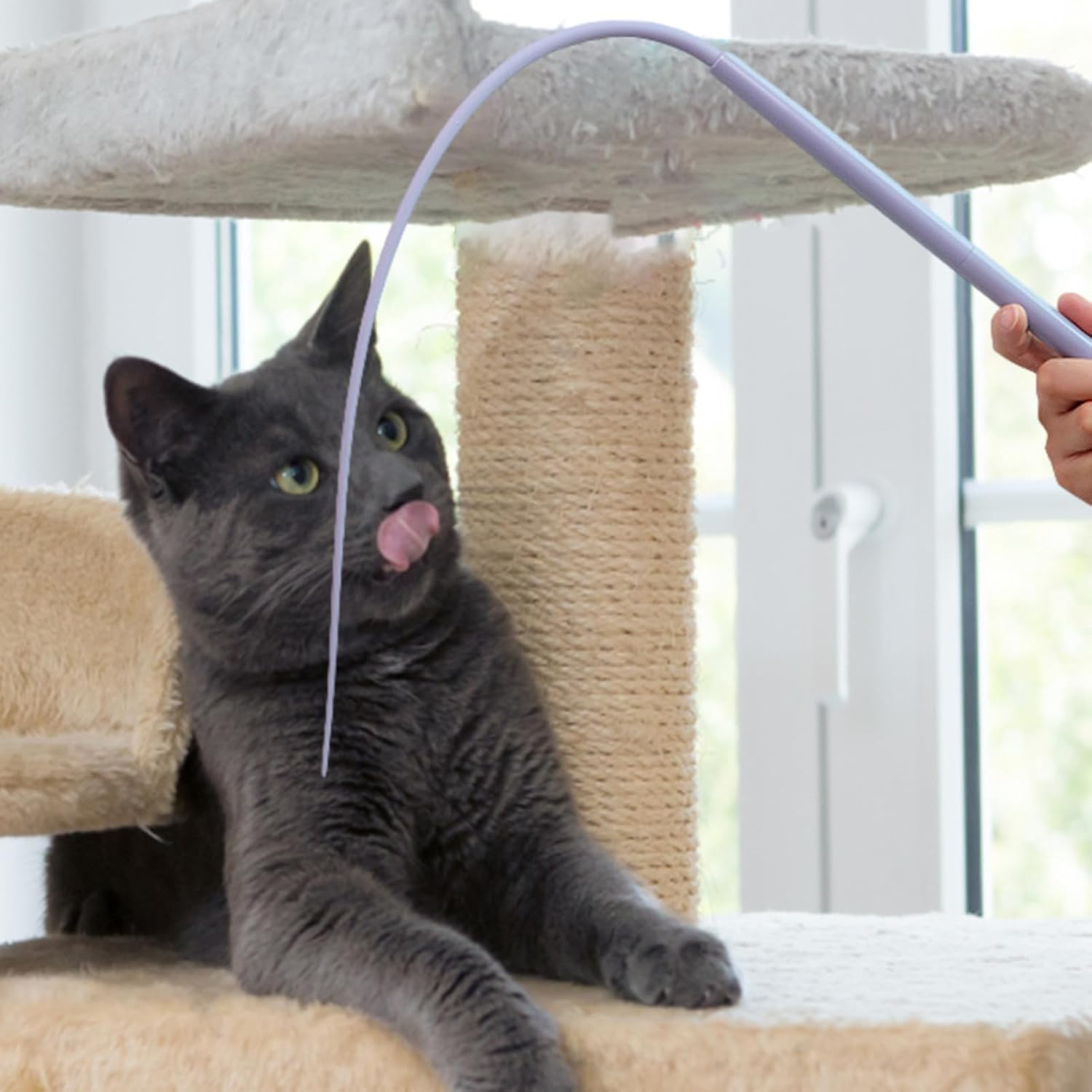 Interactive Cat Toys - Mouse Tail Silicone Teaser Wand,Soft Teaser Wand for Entertainment, Playing, Jumping, Portable Pet Toys for Relaxing image number 3