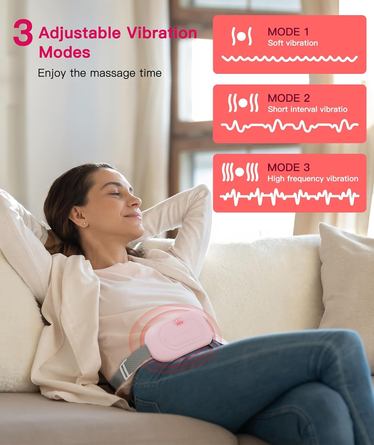 Heating Pads for Cramps, Portable Cordless Menstrual Heating Pad for Period Pain Relief, Back or Belly Fast Heating Pad with 3 Heat Levels and 3 Vibrations Modes for Girls Women