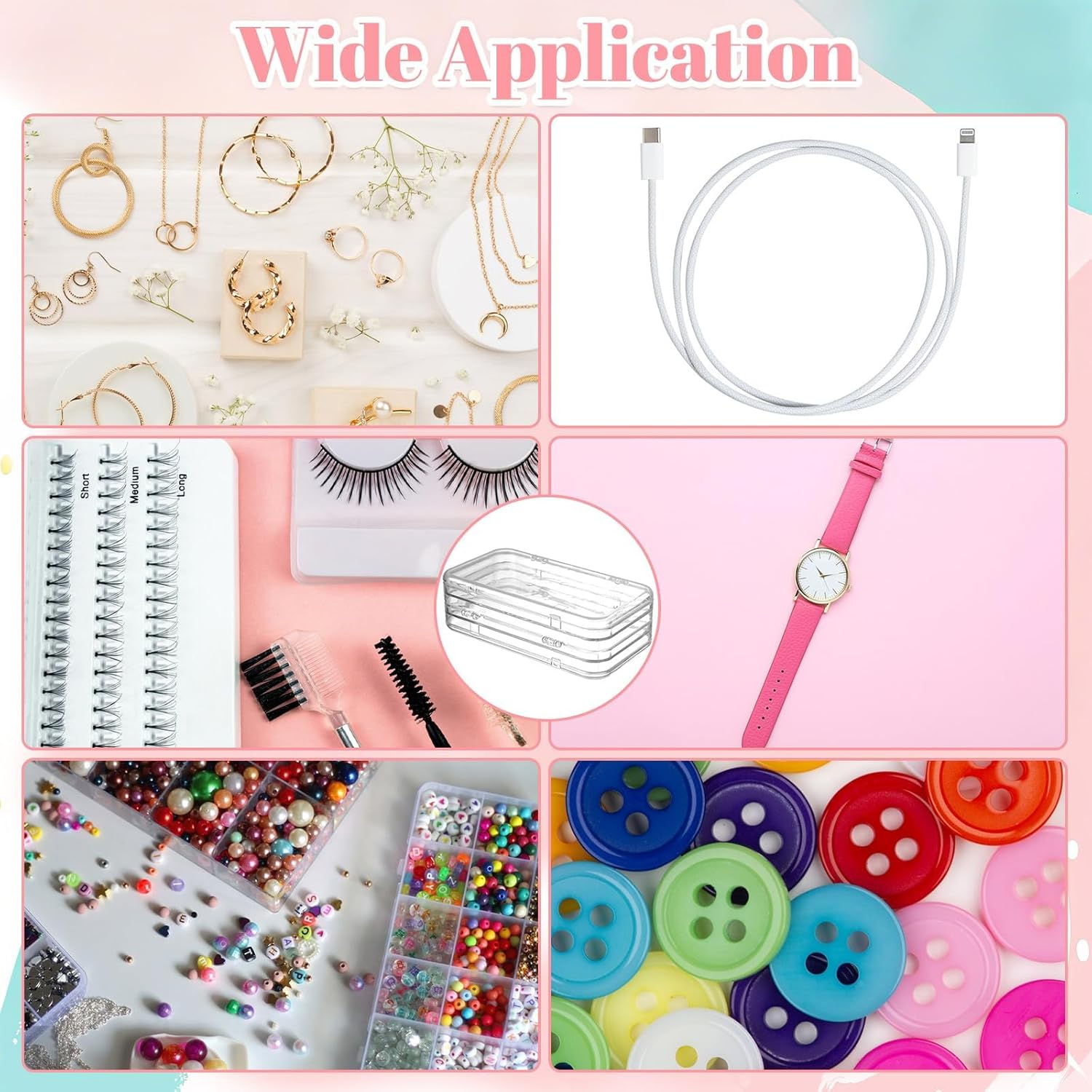 Tri-Fold Press on Nail Organizer Case, Clear Nail Storage Organizer & Nail Box, 4-Page Portable Nail Case for Press on Nails, Nail Display Book with Adhesive Strips for Travel