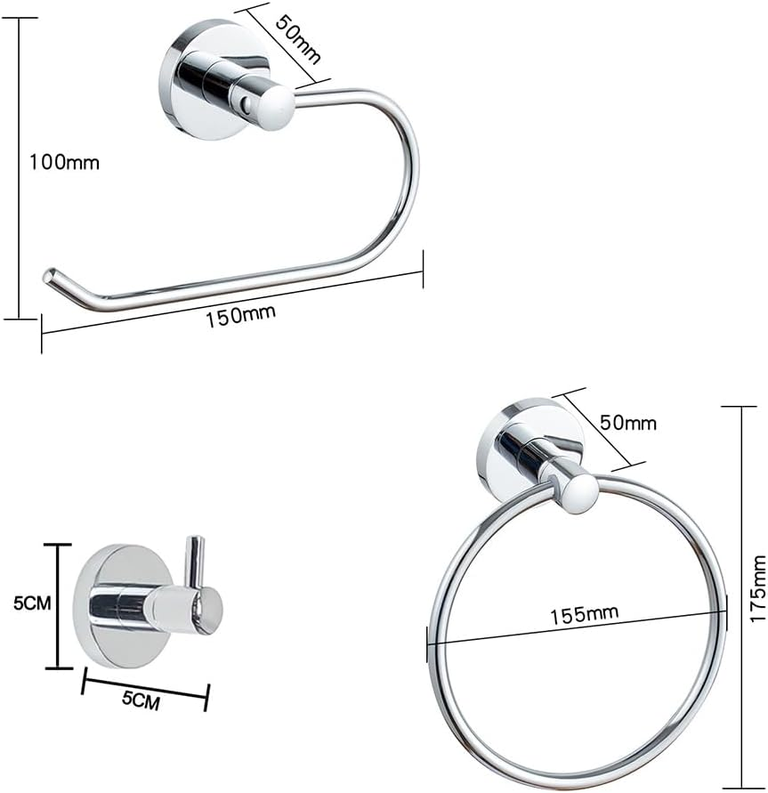 Circular 3-Piece Bathroom Hardware Set,Hand Towel Holder,Couple and Toilet Paper Holder,Wall Mounted Bathrooms Fixtures,Bathroom Accessories for Bathrooms Wall Mounted,Ideal for Bath,Kitchen,Rv image number 5