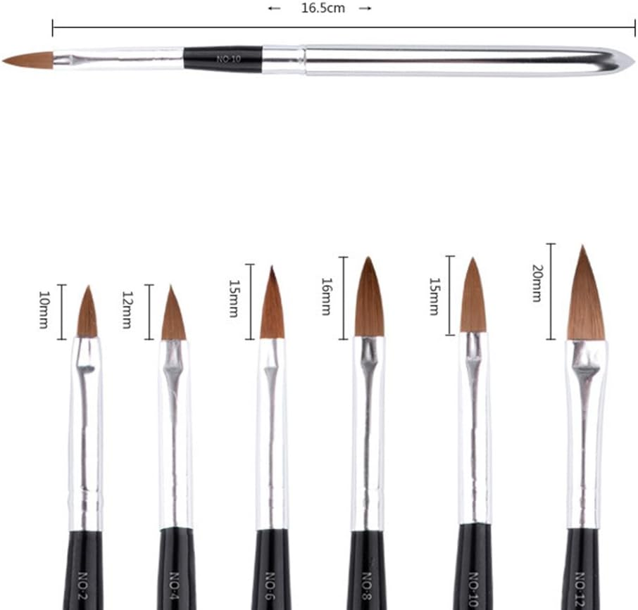 WOKOTO 6Pcs/Set Nail Brushes Silver Metal Handle Nail Art Builder Crystal Carve Brush Design for 3D Pattern Design Nail Art Brushes Detachable Set image number 6