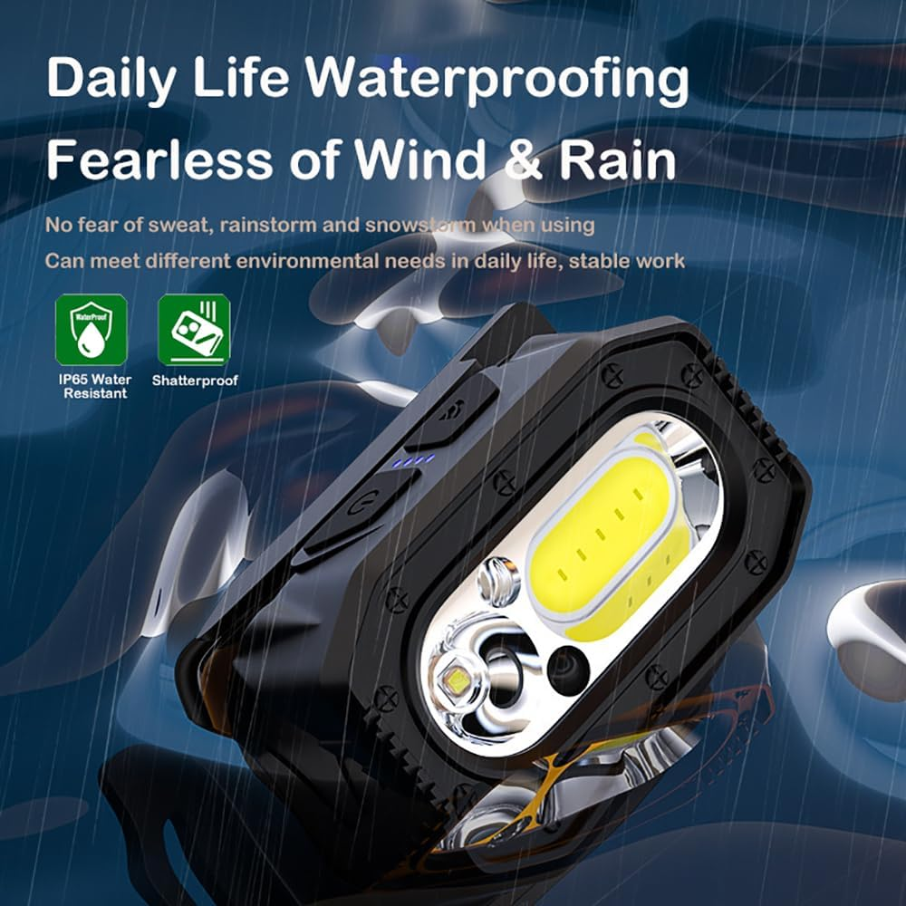 Lomon Rechargeable LED Headlamp &ndash; Super Bright 10 Modes Headlight with Motion Sensor, Red/White Light, IPX6 Waterproof, Magnetic Base & Hook &ndash; Lightweight Hands-Free for Camping, Hiking, Running image number 4