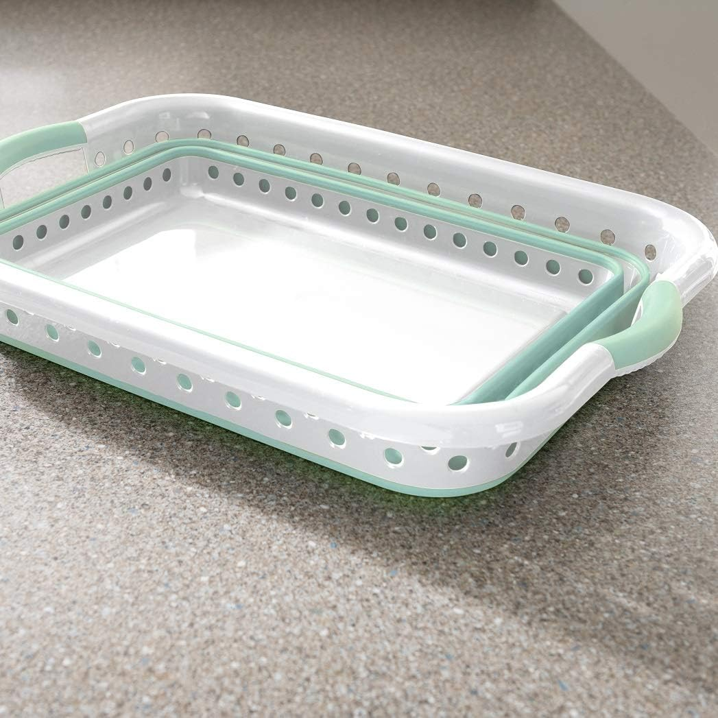 Addis 517934 Foldable Rectangular Laundry Basket, White & Aqua Haze, 45 Litre image number 5
