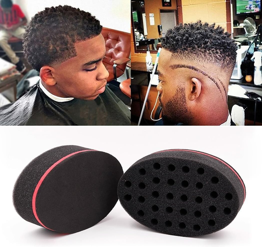 Hair Sponge Brushes Curls Hair Sponges with Steel Comb, 2Pcs Small Holes Sponge Brush Sponge Hair Brush,Twist Hair Sponge Big Holes Sponge Brush Small Holes Barber Hair Brush Hair Sponge Twist Brush image number 6