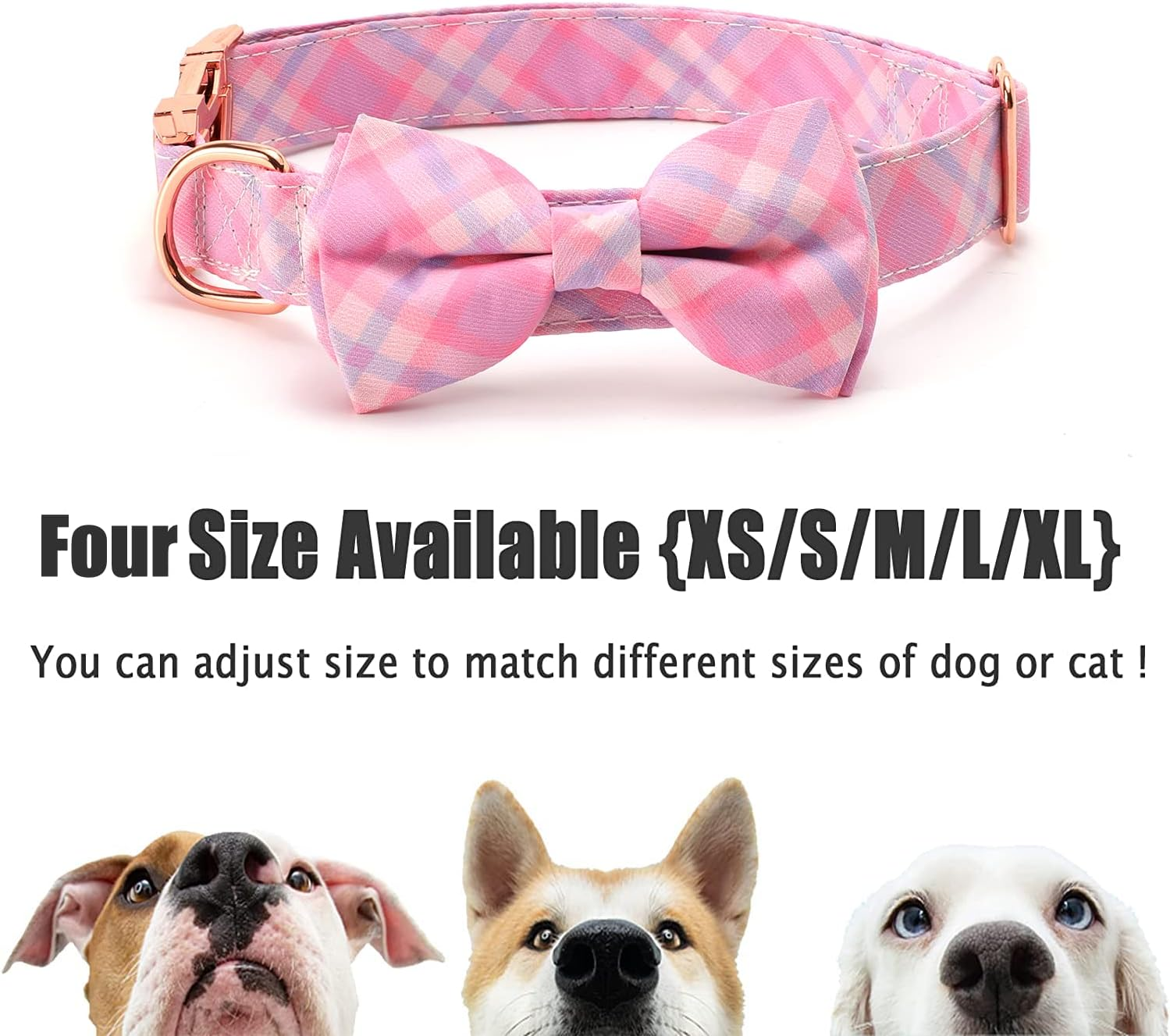 WAPSAT Dog Collar and Cat Collar with Bowtie, Adjustable Bow Tie Dog Collar with Safety Locking Buckle, Soft & Comfy Bowtie Dog Collar for Gift image number 4