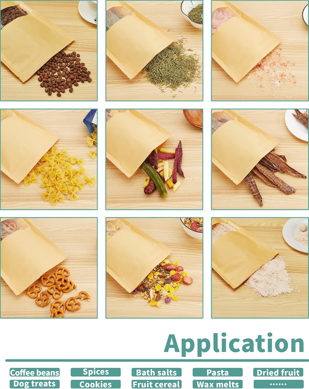 100 Pcs Brown Paper Bags with Window, 3.5" X 5.5" Stand up Pouches, Zipper Food Storage Bags for Packaging Products, Reusable, Sealable image number 1