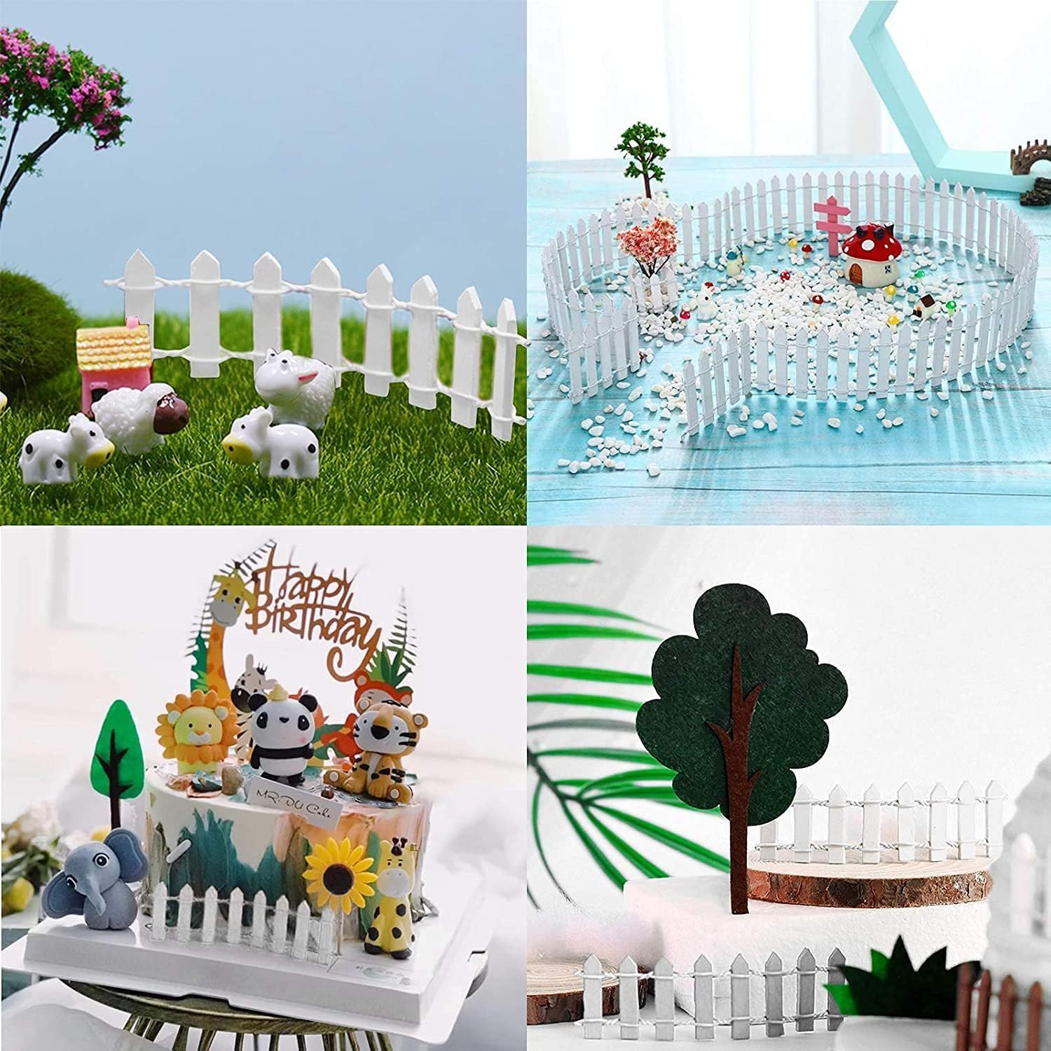 Miniature Wood Picket Garden Fence, 2Piece Wood Picket Fence Garden Decorative Fence,Miniature Fairy Garden Fence Wooden Decorative Ornament Fences,Garden Ornament Wooden Picket Fences,White image number 5