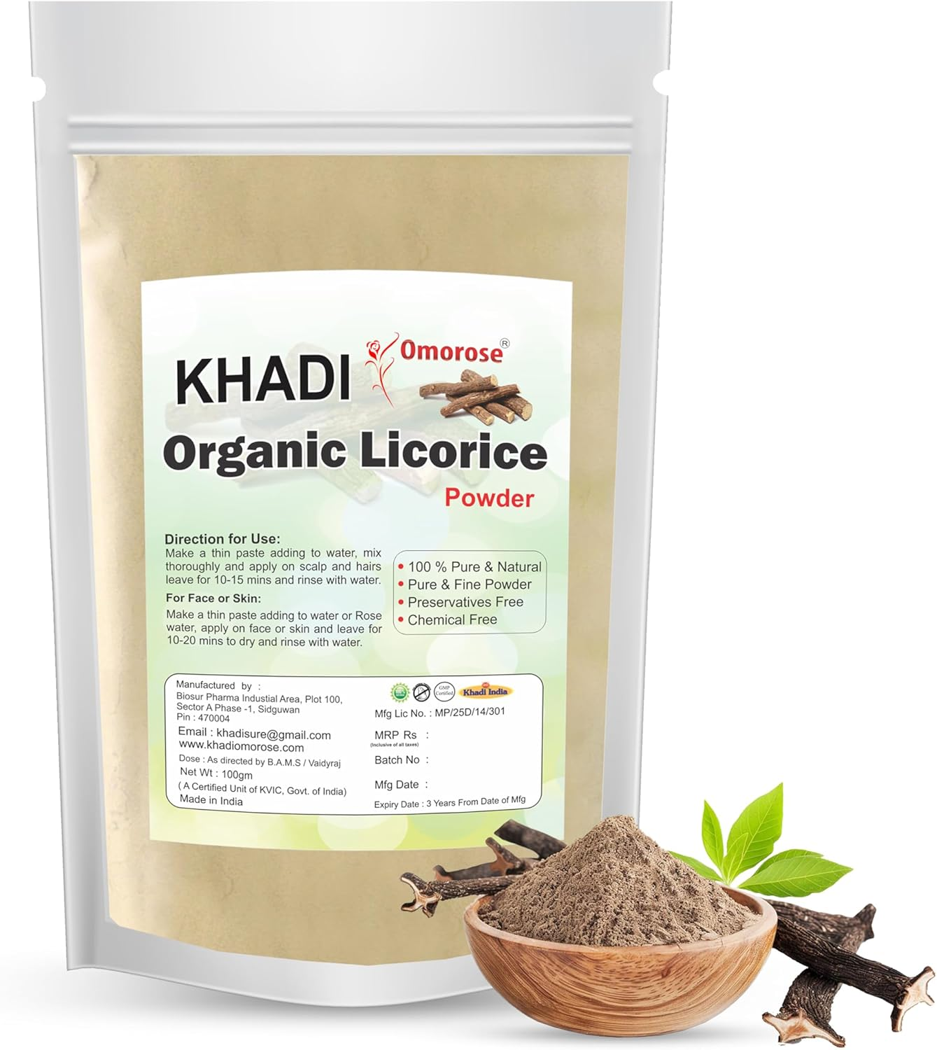 KHADI Omorose Licorice Mulethi Powder - 100G image number 2