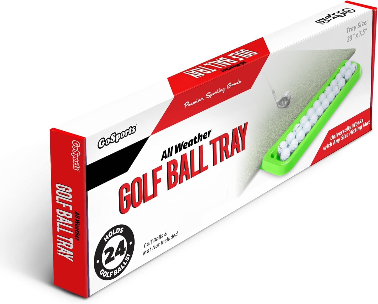 Gosports All-Weather Golf Ball Tray with 24 Ball Capacity - Black or Green - Compatible with All Hitting Mats image number 5