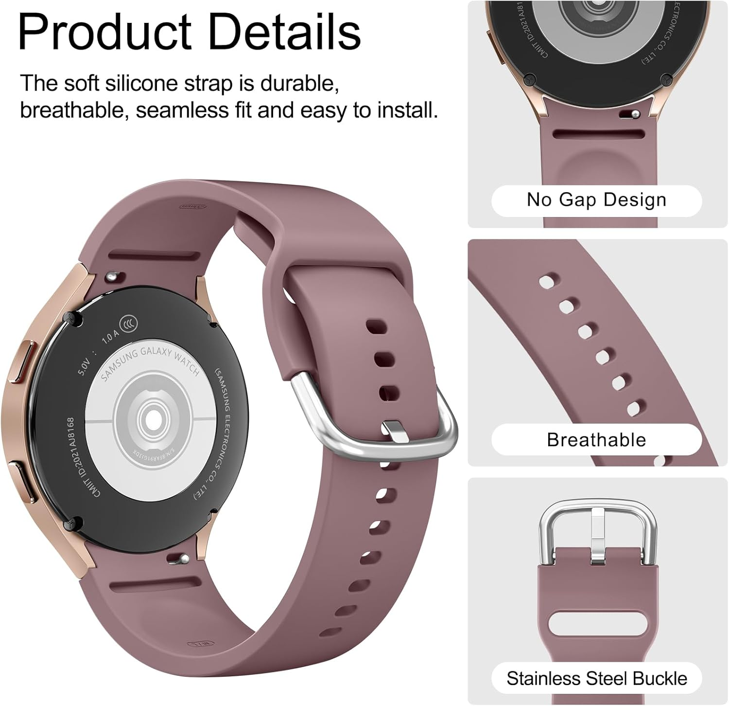 [4 Pack]Silicone Bands for Samsung Galaxy Watch 7 Bands/Samsung Galaxy Watch 7/FE/6/6 Classic/5/5 Pro/4 Women Men, 20Mm Soft Comfortable Adjustable Sports Replacement Strap image number 6