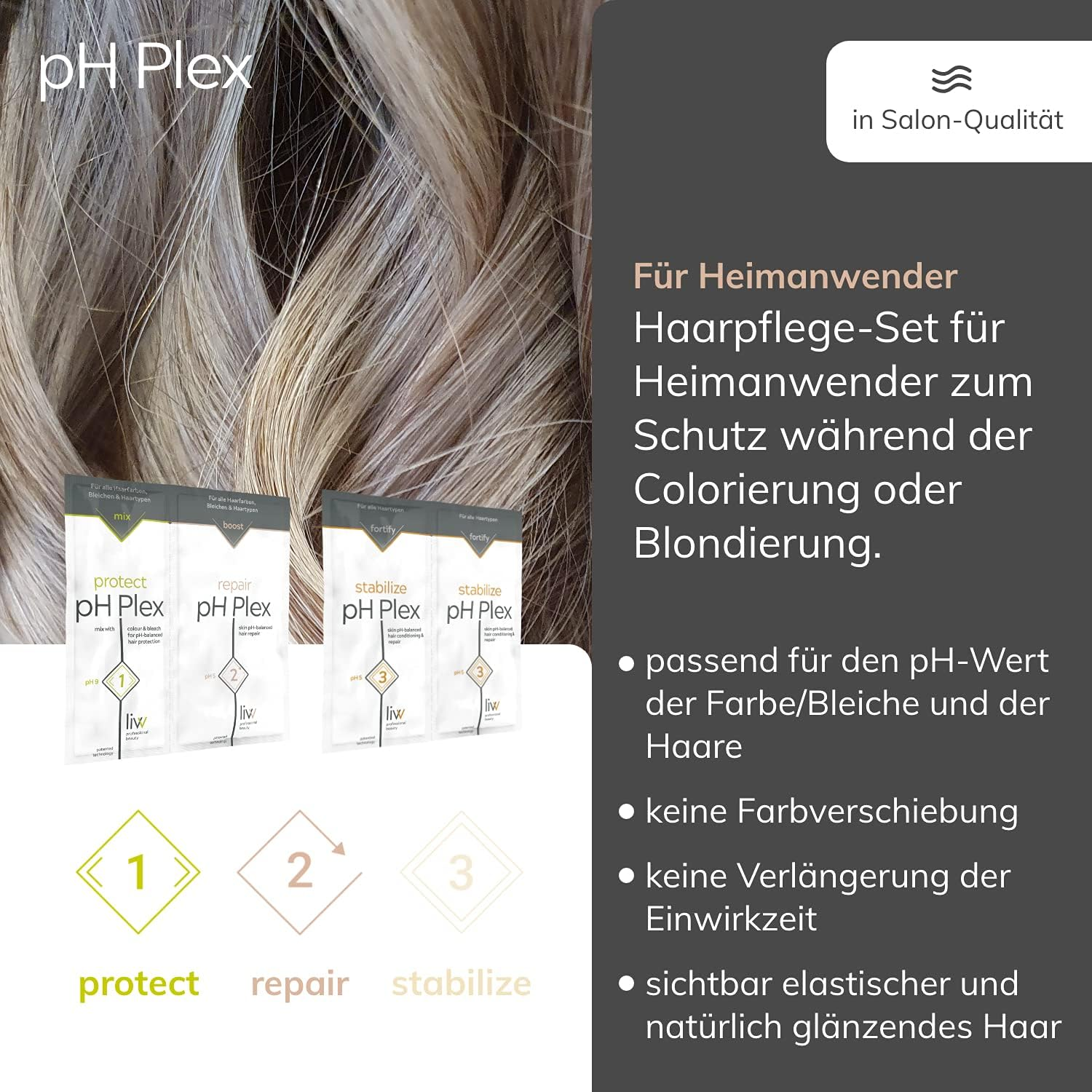 Ph Plex 1 Protect & 2 Repair - Hair Care System (10X) for Protection & Repair Colouring, Discolouring & Bleaching Repairs Damaged Hair for All Hair Types for Optimal Hair Feeling image number 3