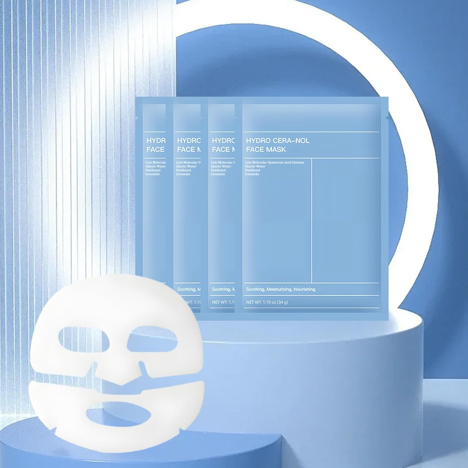 4 Pcs Collagen Face Mask,Nighttime Moisturizer,Bio Collagen Face Mask,Overnight Face Mask,Face Mask Skincare, Improves Facial Elasticity and Moisturization(Blue) image number 2