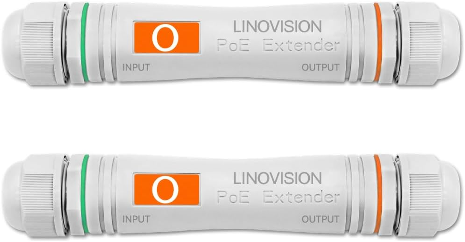 LINOVISION Long Distance Outdoor Poe Extender, Max 2600Ft Power and Data Transmission over Cat5E/Cat6 IEEE 802.3Af/At Waterproof Poe Extender, Poe Repeater for IP Cameras, Voip Phone (2 Pack) image number 2
