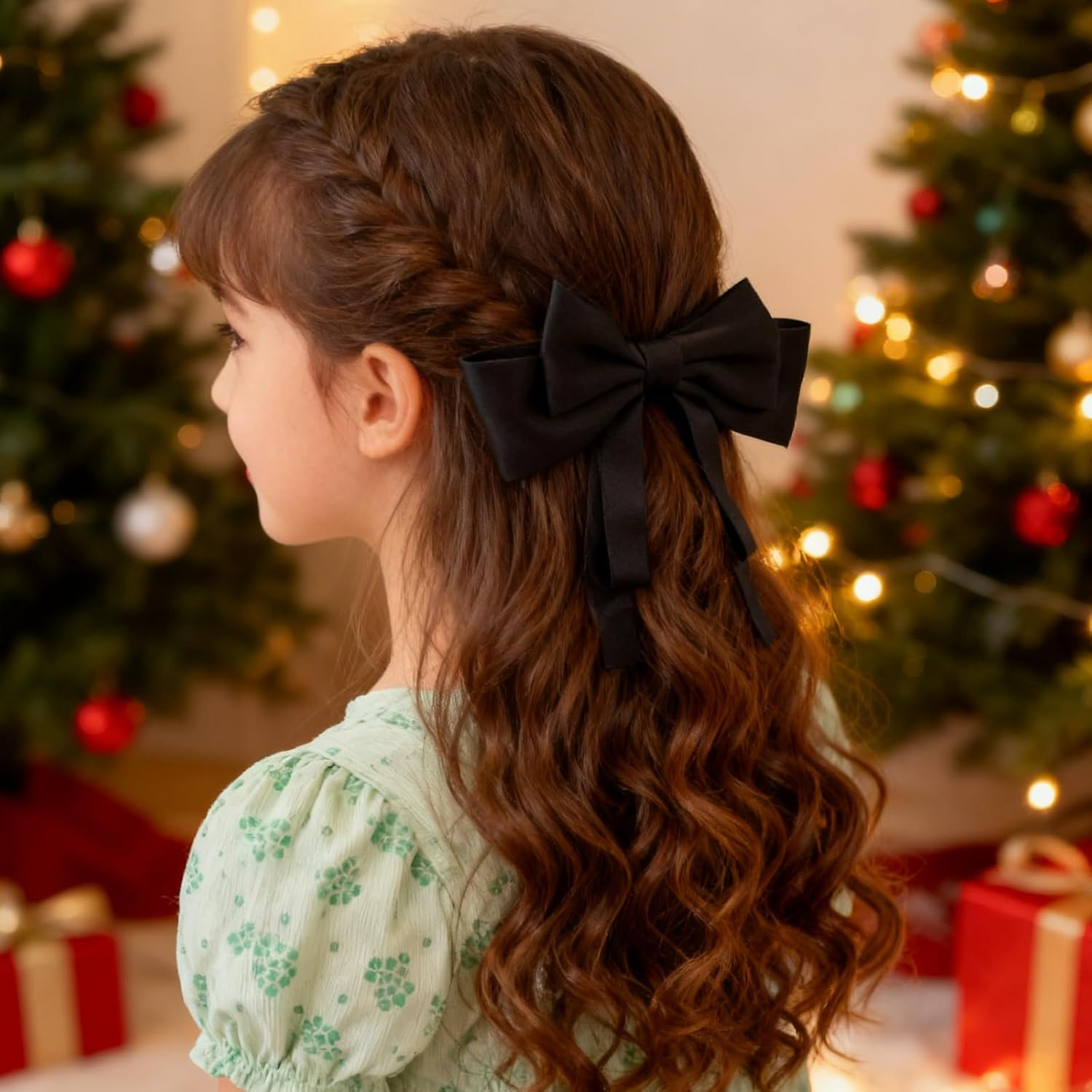 Black Hair Bows for Women Bow Hair Clips Silky Satin Bow Clips Cute Hair Bow Clips French Hair Band Bow Long Tail Bows Wedding Bow Barrette Bowknot Red White