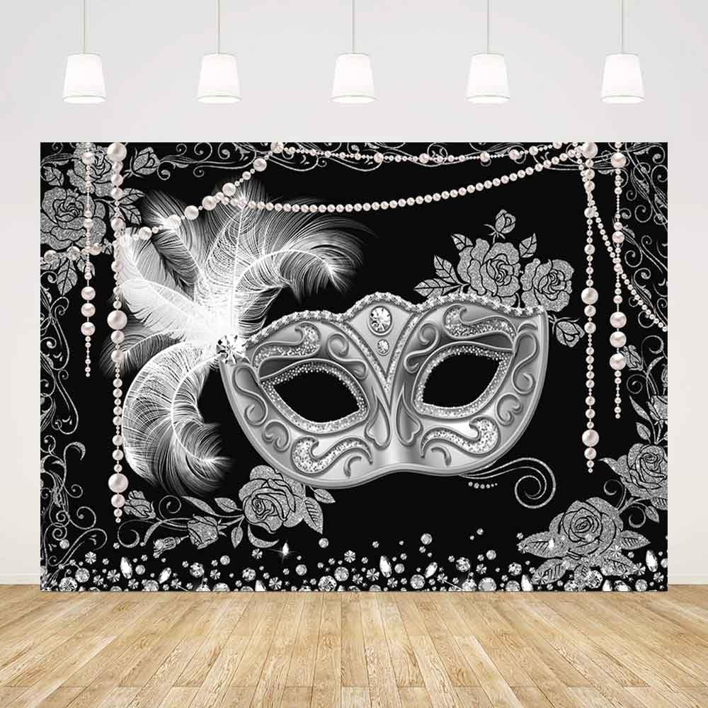 AIBIIN 210 X 150Cm Black and Silver Sequin Lightweight Bokeh Backdrop Decoration Party Birthday Wedding Photo Backdrop for Newborn Studio Prop image number 3