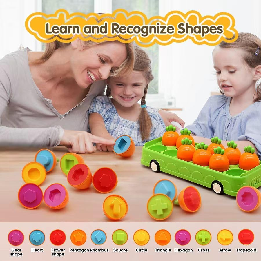 Montessori Carrot Matching Educational Toys Gift Age 1-3+ Early Education Training Toys for 1/2/3/4/5 Year Old Children Color Shape Sorting Learning Set Carrot Toy for Baby Toddler image number 5