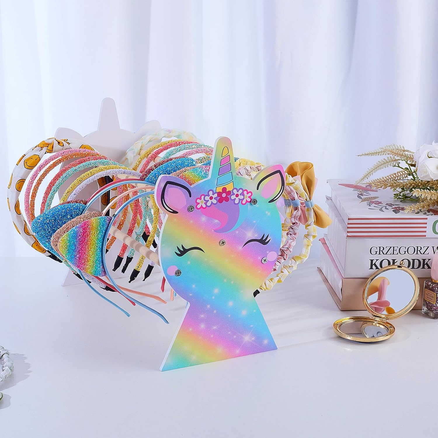 Unicorn Castle Headband Holder Girls Hair Accessories Organiser Hairband Display Stand Organiser for Girls Room Accessories