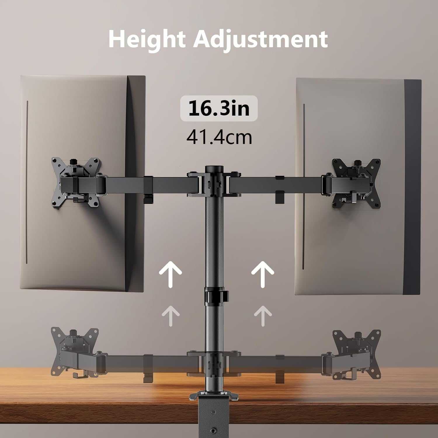 Ergear Dual Monitor Stand, Heavy Duty Adjustable Monitor Mount for 2 Screens up to 32 Inches, Supports 17.6 Lbs per Monitor Stand, VESA 75/100Mm, EGCM1 image number 3