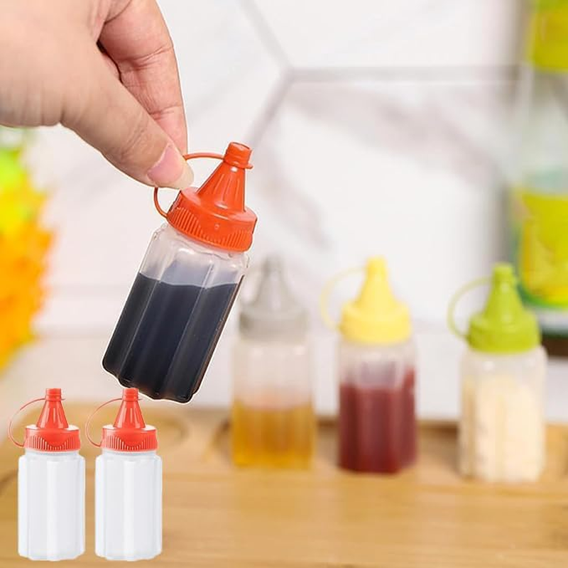 WEZCHUGHAOL Squeeze Bottles for Sauces and Condiments, 8 Pack, Mini Size, 4 Colours image number 1
