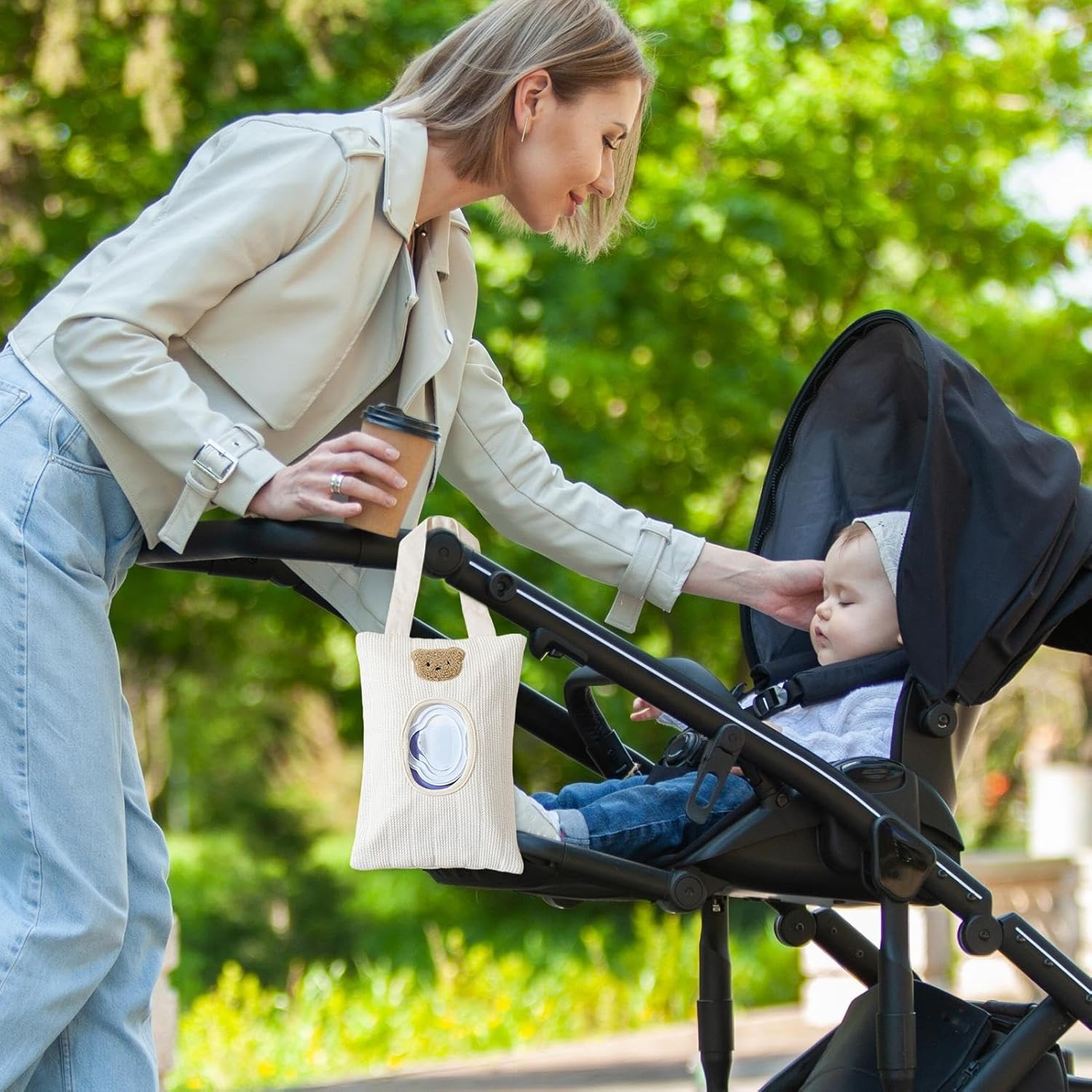 Wipes Dispenser,Portable Wet Tissue Storage Bag | Hangable Portable Container Bag for Home Travel Kitchen Organizing Bathroom Storage Wall image number 5