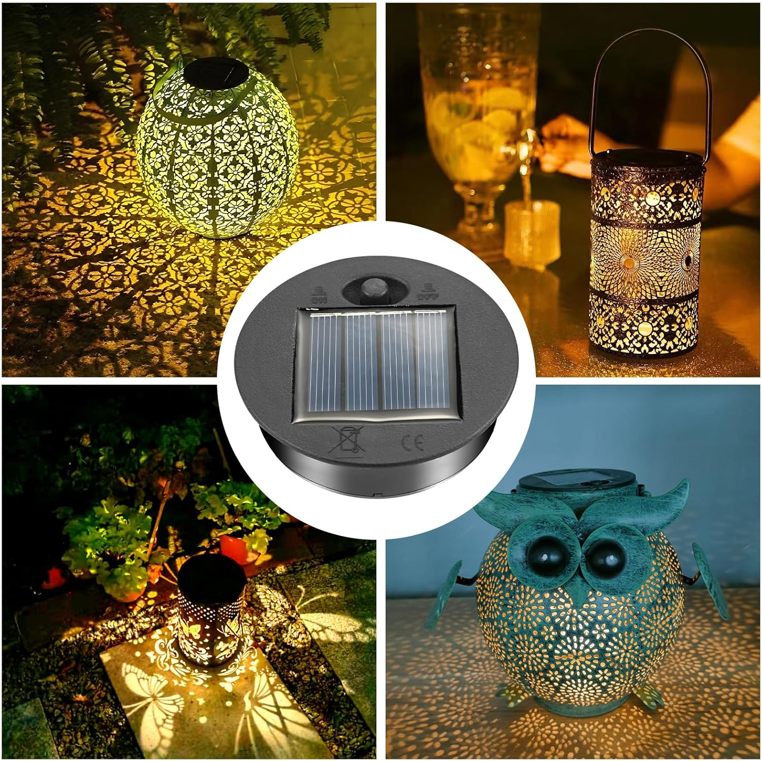 6 Pack Solar Lights Replacement Top, 7Cm LED Solar Panel Lantern Lid Lights Bulb Replacement Part IP44 Replacement Solar Panels for Outdoor Hanging Lanterns DIY Lights Walkway Yard Decoration image number 5