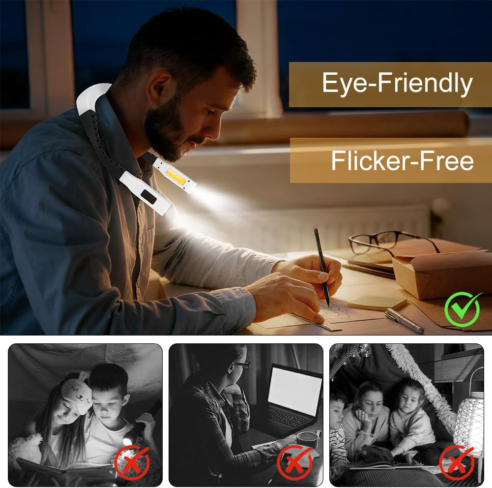 HOTUT Reading Lamp Neck, Book Reading Lamp Neck LED Book Lamp with Rechargeable Batteries, Ergonomic Reading Light with 4 Independent Light Sources, Adjusting Arm, Neck LED Book Lamp for Reading image number 1