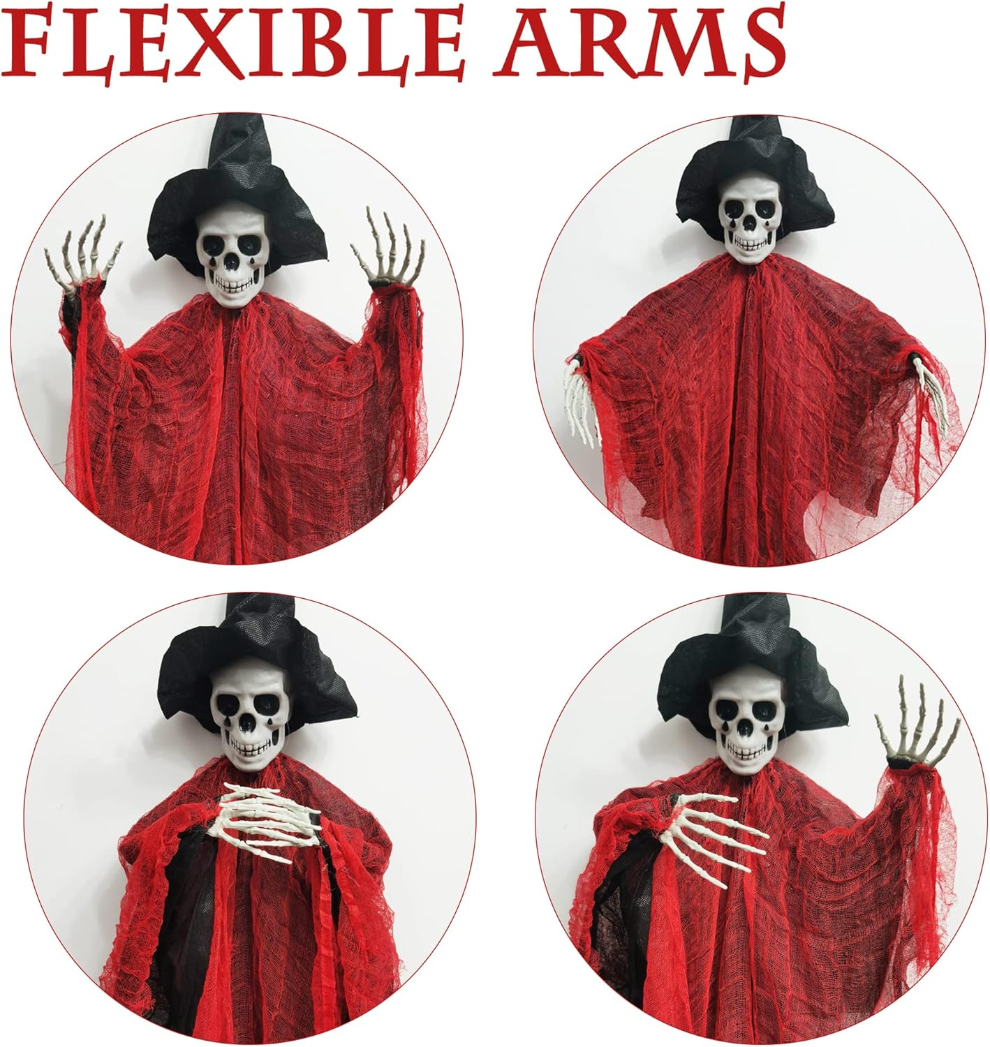 3 Pack Halloween Hanging Grim Reapers, 47" Hanging Ghost Decorations with Hat for Halloween Indoor/Outdoor Haunted House Prop Decor image number 4