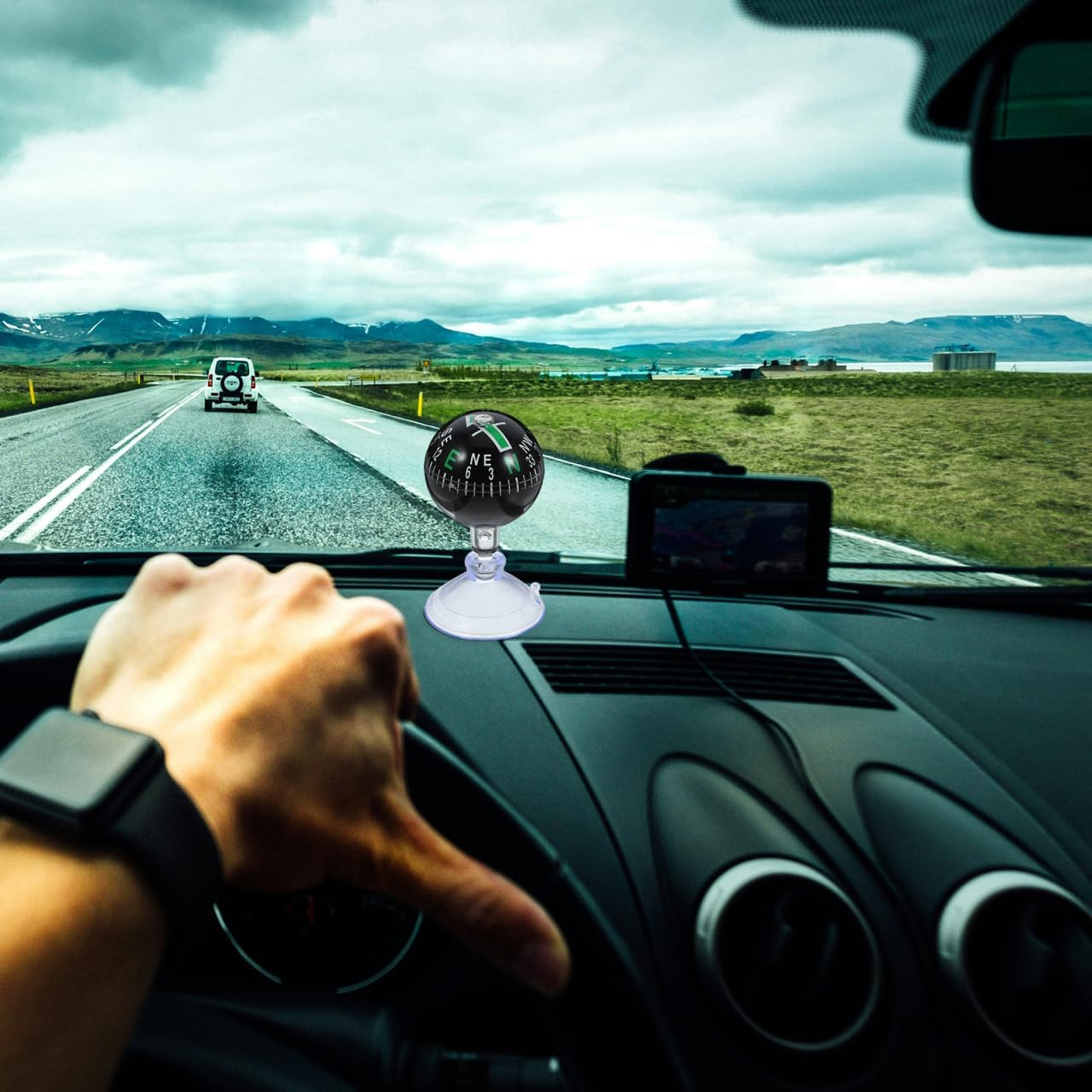 Gatuida Boat Compass Ball: Adjustable Dash Mount Car Compass with Bottom Stick Navigation Hiking Direction Pointing Guide Ball for Marine Boat Truck Outdoor image number 6