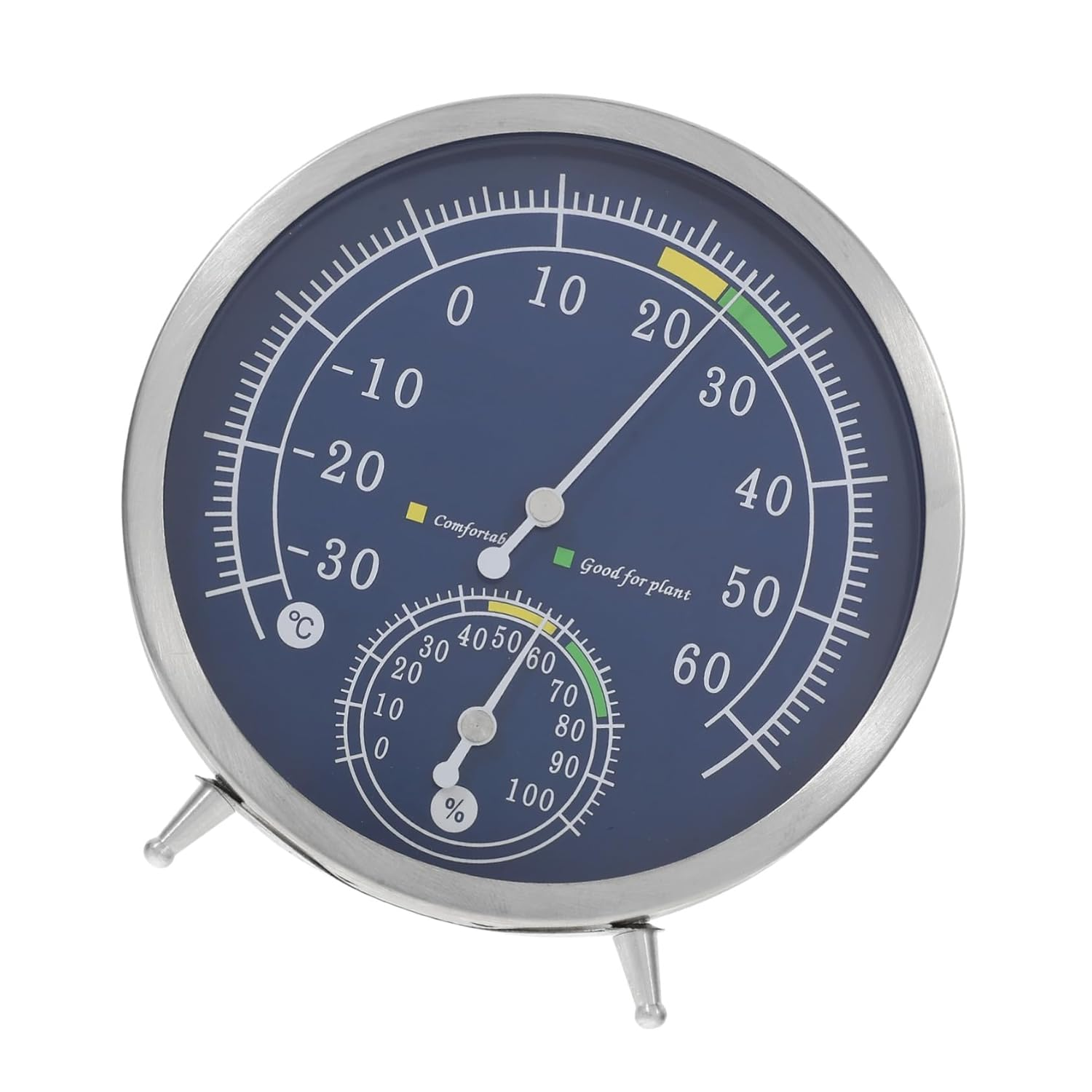 Garneck High Precision Stainless Steel Analog Thermometer Hygrometer Indoor Outdoor Temperature Humidity Gauge Dual Tabletop Wall Mount Design for Sauna and Home Use