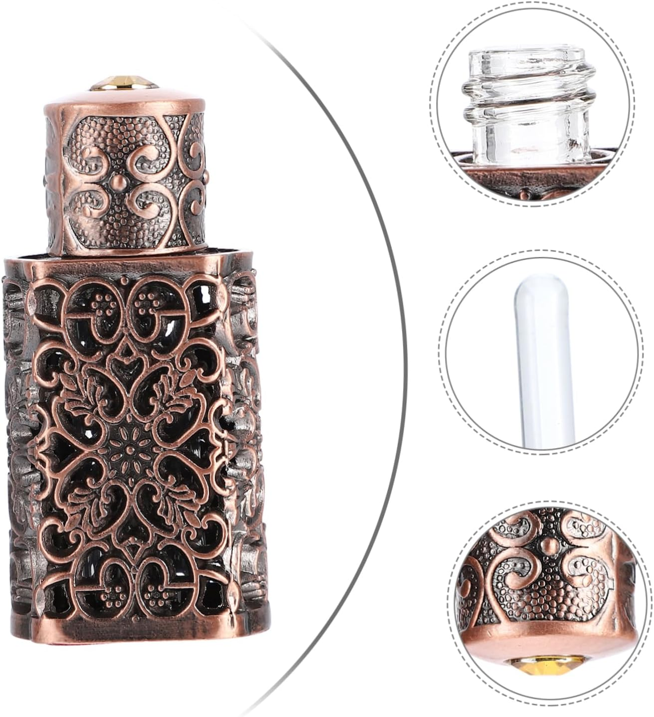 2Pcs Perfume Bottle Pump Essential Oil Storage Metal Glass Flask Travel image number 4