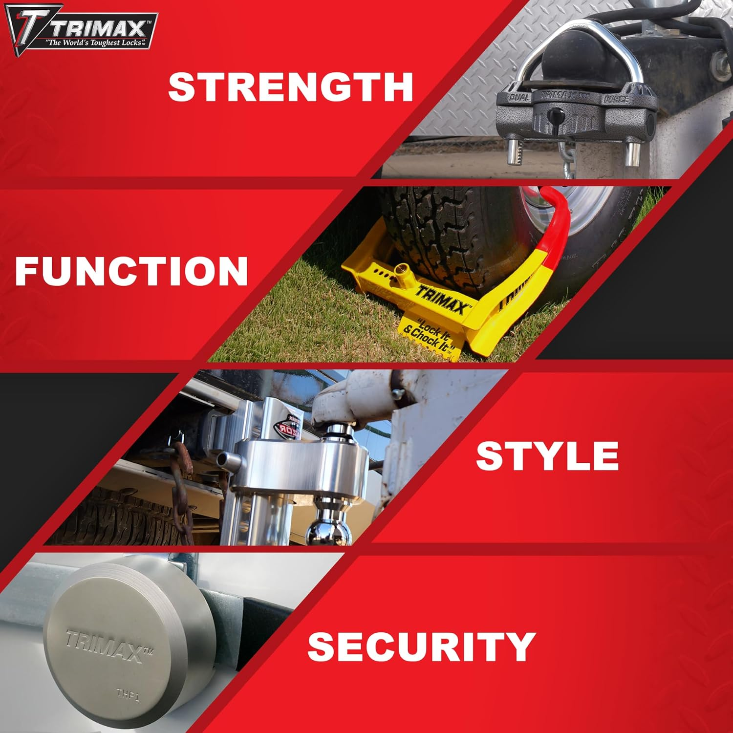 Trimax TFW60 Ultra Tough Alloy 5Th Wheel King Pin Lock, (New Improved Version), Yellow image number 1