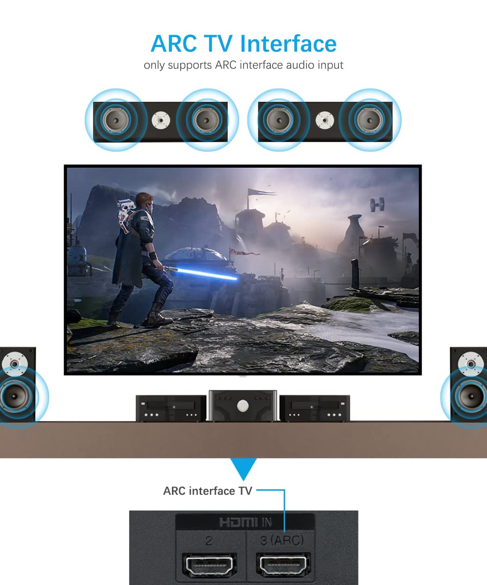 HDMI ARC Audio Extractor, Digital Audio to Analog Stereo RCA L/R Coaxial SPDIF & 3.5Mm Jack ARC Audio Adapter image number 6
