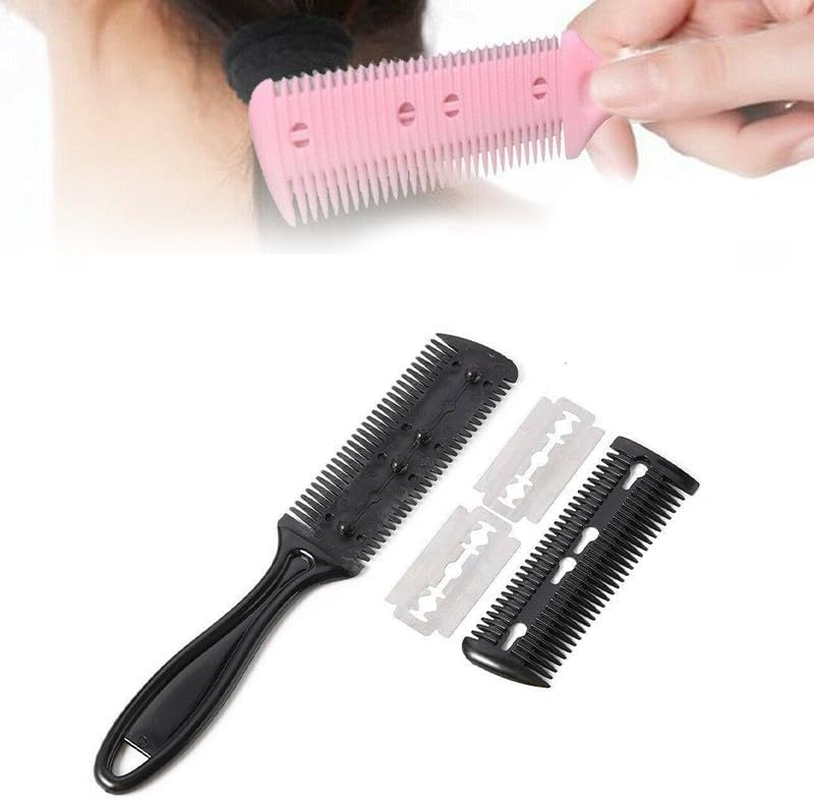 2PCS Razor Comb with Blades Razor Trimmer DIY Double Sides Hair Thinning Comb, 6.89 In&ndash; Easy Hair Styling & Texturizing Tool image number 5