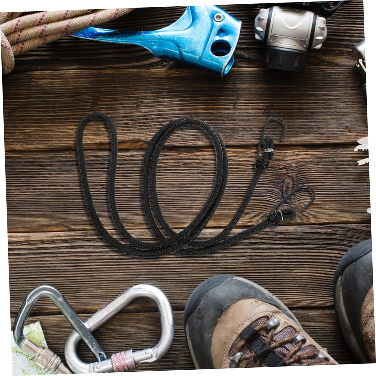 JOINPAYA Elastic Bicycle Luggage Rope with Hooks, High Strength Adjustable Bungee Cord Elastic Tie Strap for Mountain and Fixed Gear Bikes, Black, Suitable for Bikepacking and Outdoor Travel image number 6