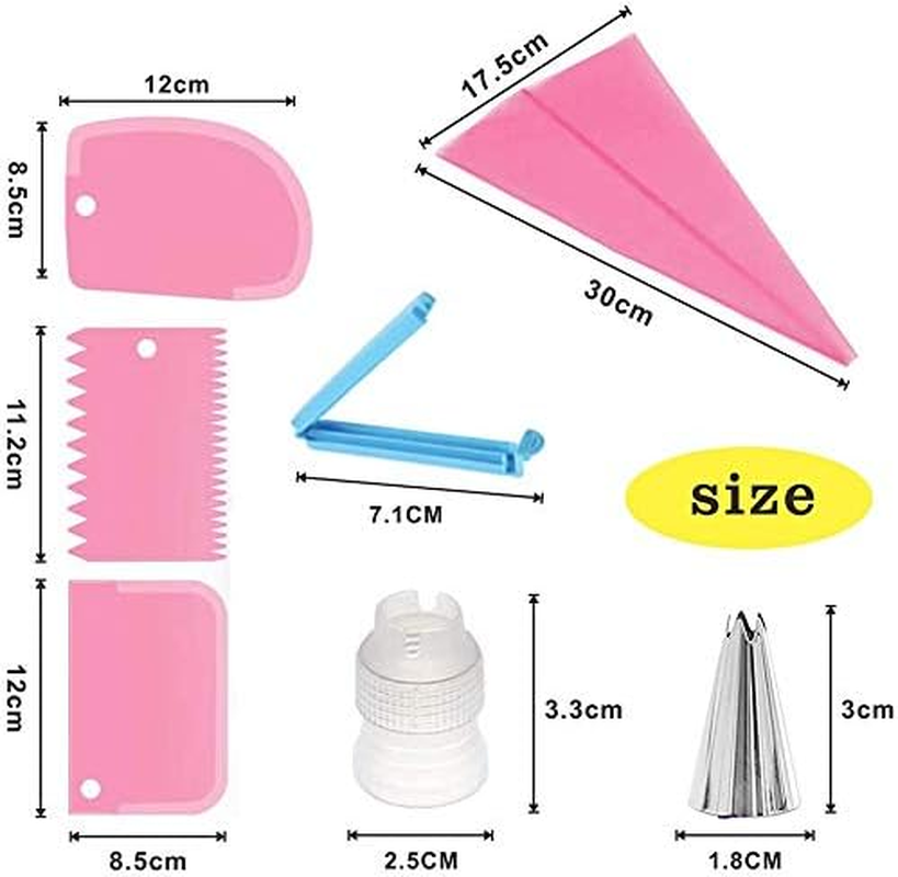 20 Pieces Icing Decoration Set Cake Decoration Equipment Silicone Pastry Bag + Piping Nozzle + Cream Spatulas + Coupler Piping Cream Stainless Steel Nozzles Decorator Pastry Cream Making Set Dessert image number 5
