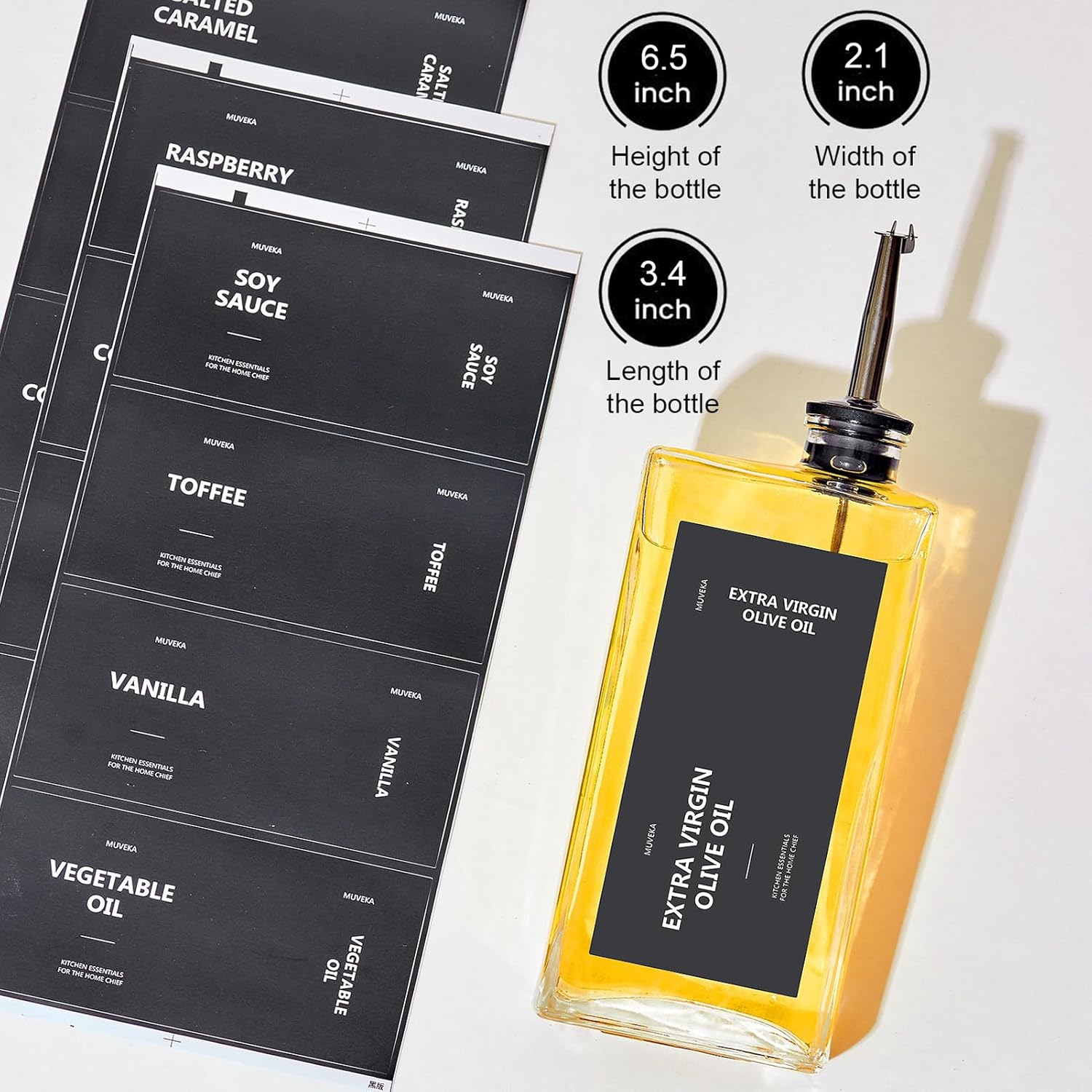 Olive Oil Dispenser Bottle for Kitchen, 16.9 Oz/ 500 Ml Cooking Oil Dispenser, Oil and Vinegar Dispenser Bottle Set, Glass Oil Container,Coffee Syrup Dispenser (Balck, Set of 2) image number 4