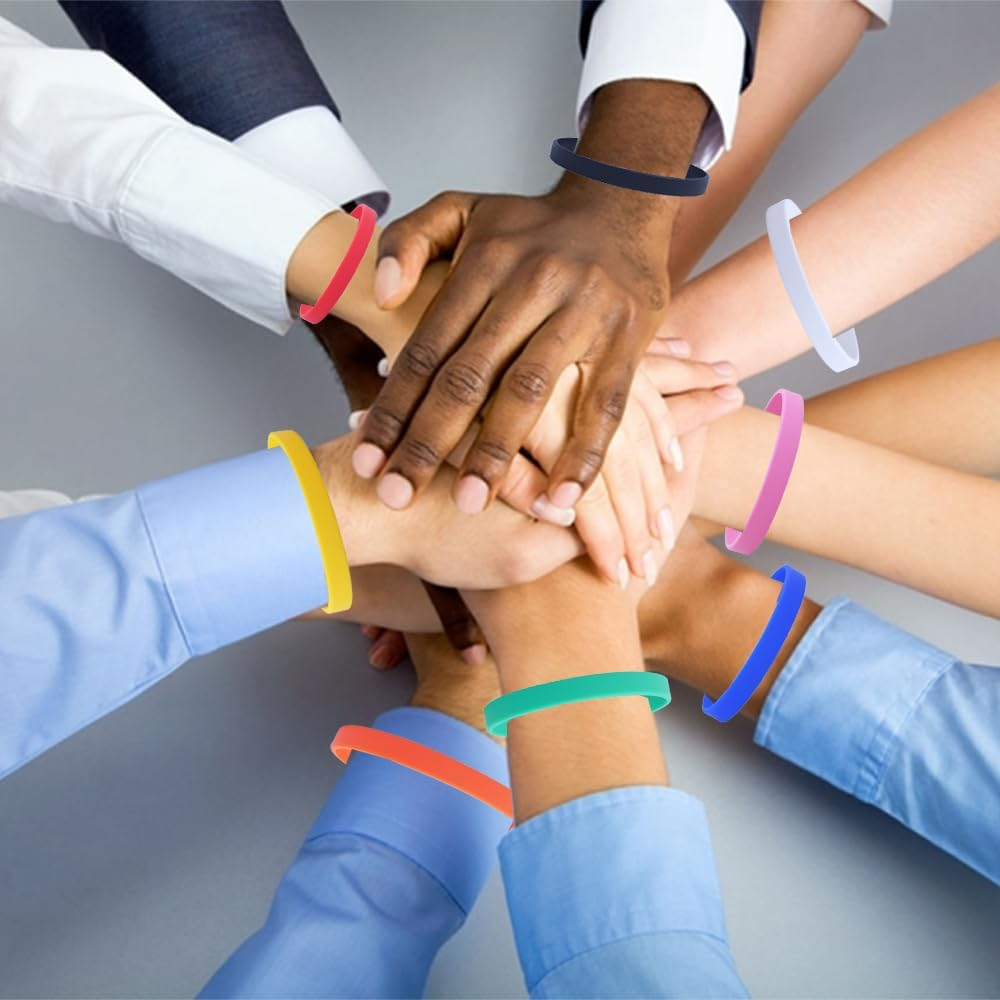 22Pcs Silicone Wristband, Betterjonny 11 Colors Stretch Bracelets Solid Color Rubber Bracelets Colorful Blank Wristbands for Women Men image number 3