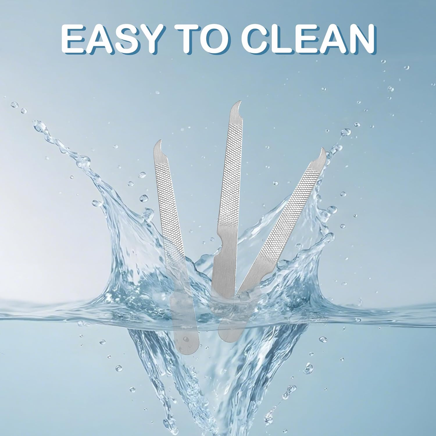 Blingkingdom 3 PCS Stainless Steel Nail File Metal Double Sided Nail File with Curved Sharp Pointed for Salon and Home Manicure Files (Silver) image number 5