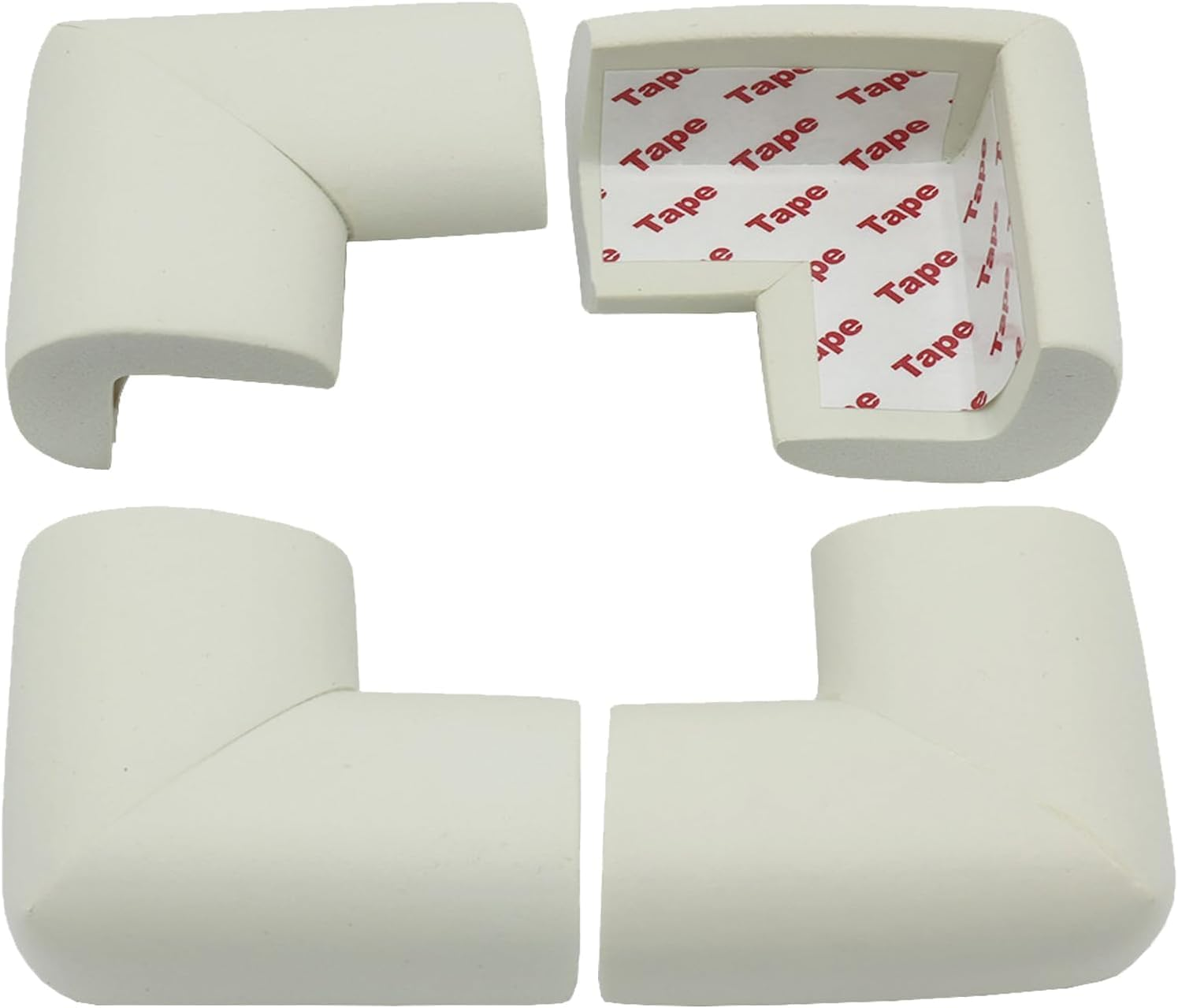 Foam Corner Protectors and Edge Guards for Proofing Furniture, Pre-Taped Safety Bumpers with Strong Adhesive, 4-Pack for Tables, Desks, Cabinets,White - Orevan image number 2