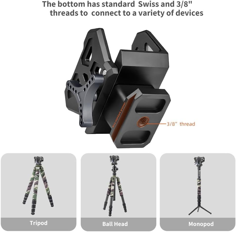 Bjworeye Professional Saddle Clamp Adapter Tripod Bracket Vise Clamp Outdoor Bracket Adapts To3/8 Inch Thread Easy Installation image number 2